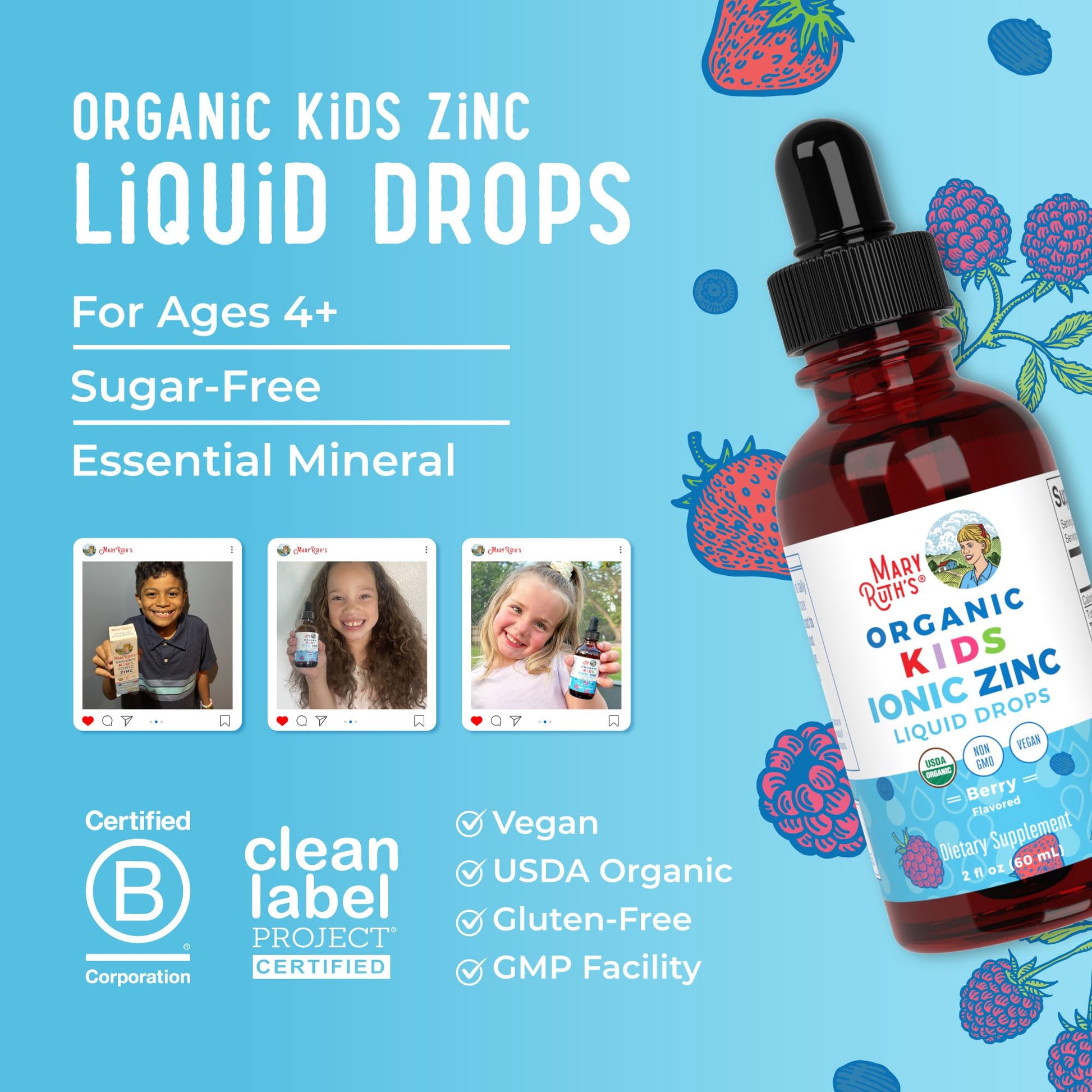MaryRuth Organics Zinc Supplement for Immune Support, Immune Support Supplement for Kids, Ages 4-13, Zinc Sulfate, Vegan, USDA Organic, Glycerin Based, 2 Fl Oz MARYRUTH'S uk supplements