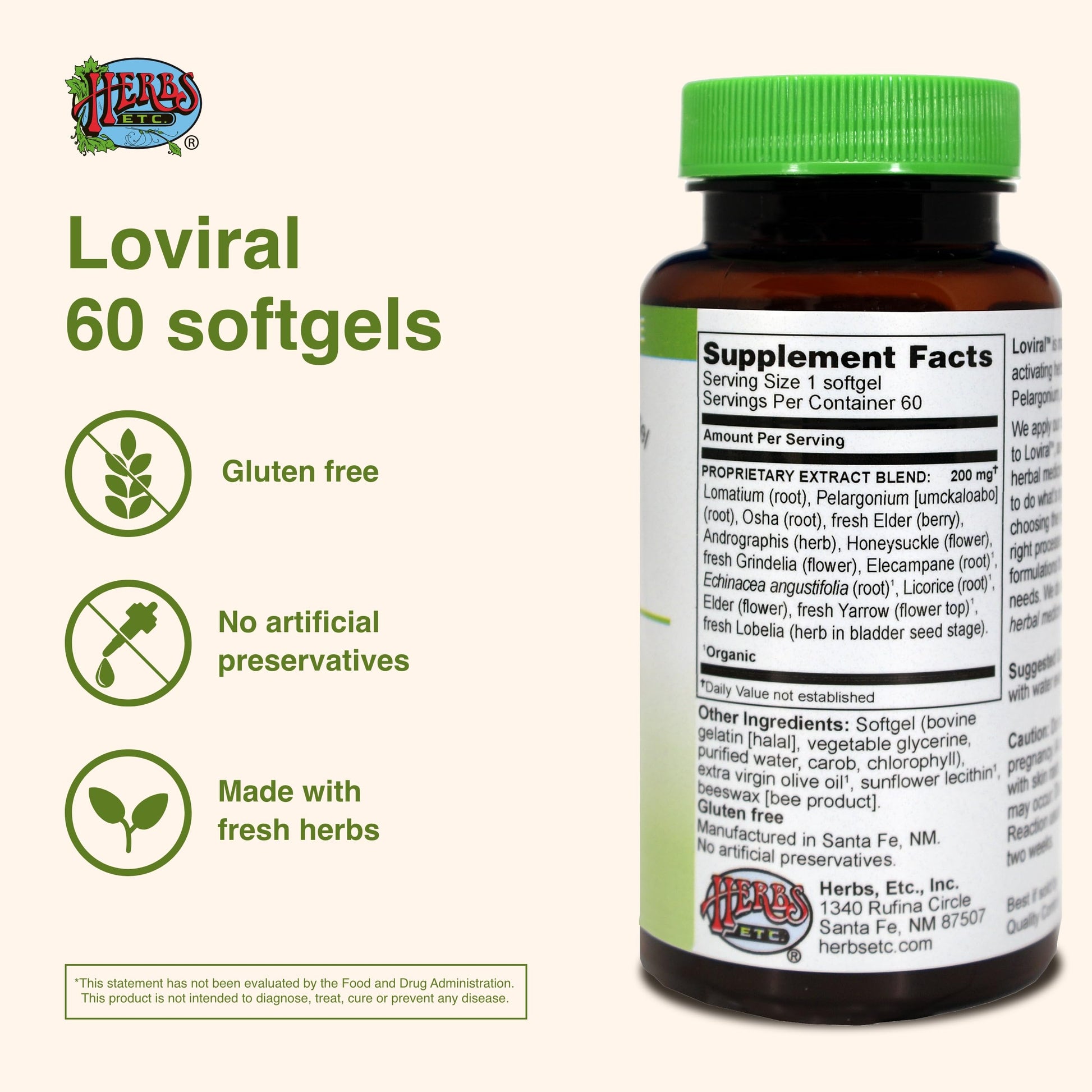 Herbs Etc. Loviral - Lung Health Supplement for Respiratory Defense & Support - Herbal Supplement with Lomatium, Pelargonium & OSHA - Gluten-Free - 60 Softgels (60 Servings) Herbs Etc. uk supplements