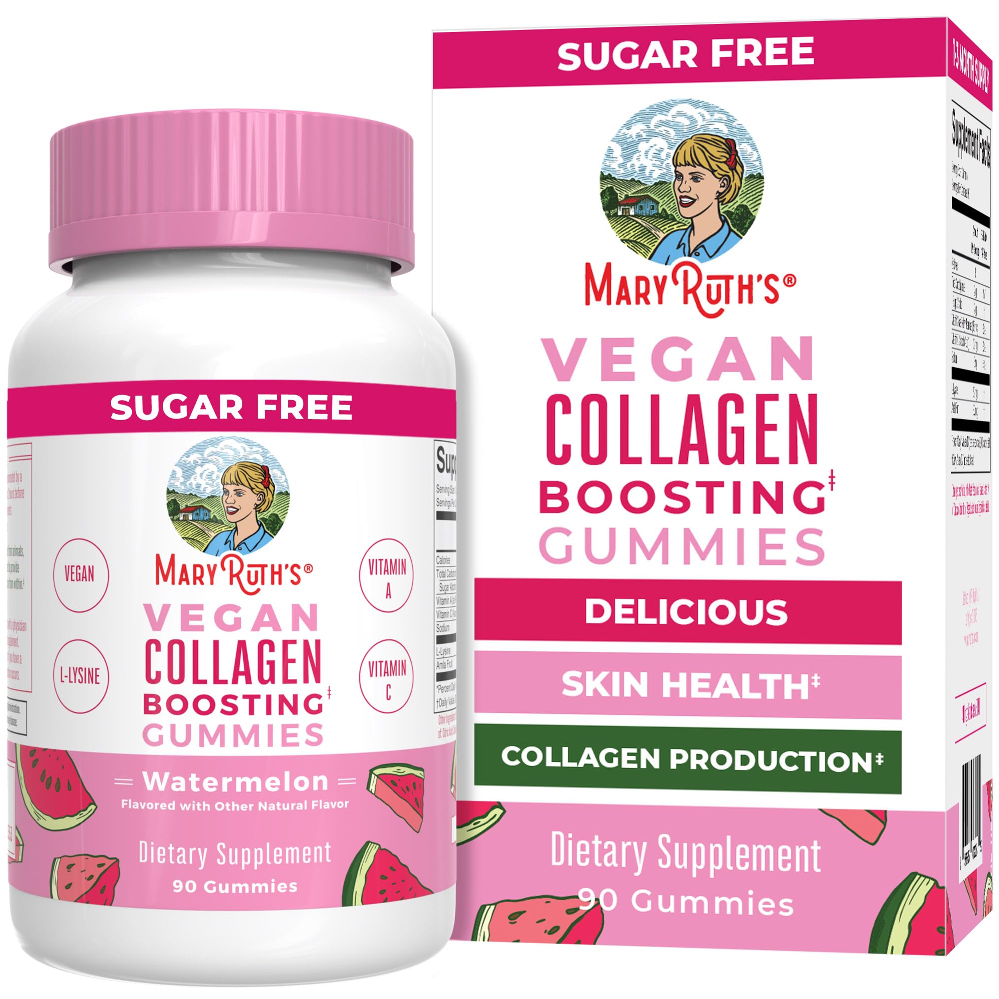 MaryRuth Organics Vegan Collagen for Women & Men, Collagen Boosting Gummies, Skin Care, Lysine, Vitamin C, Vitamin A, Amla, Supplement for Hair & Skin, Vegan, Non-GMO, Gluten Free, 90 Servings MARYRUTH'S uk supplements