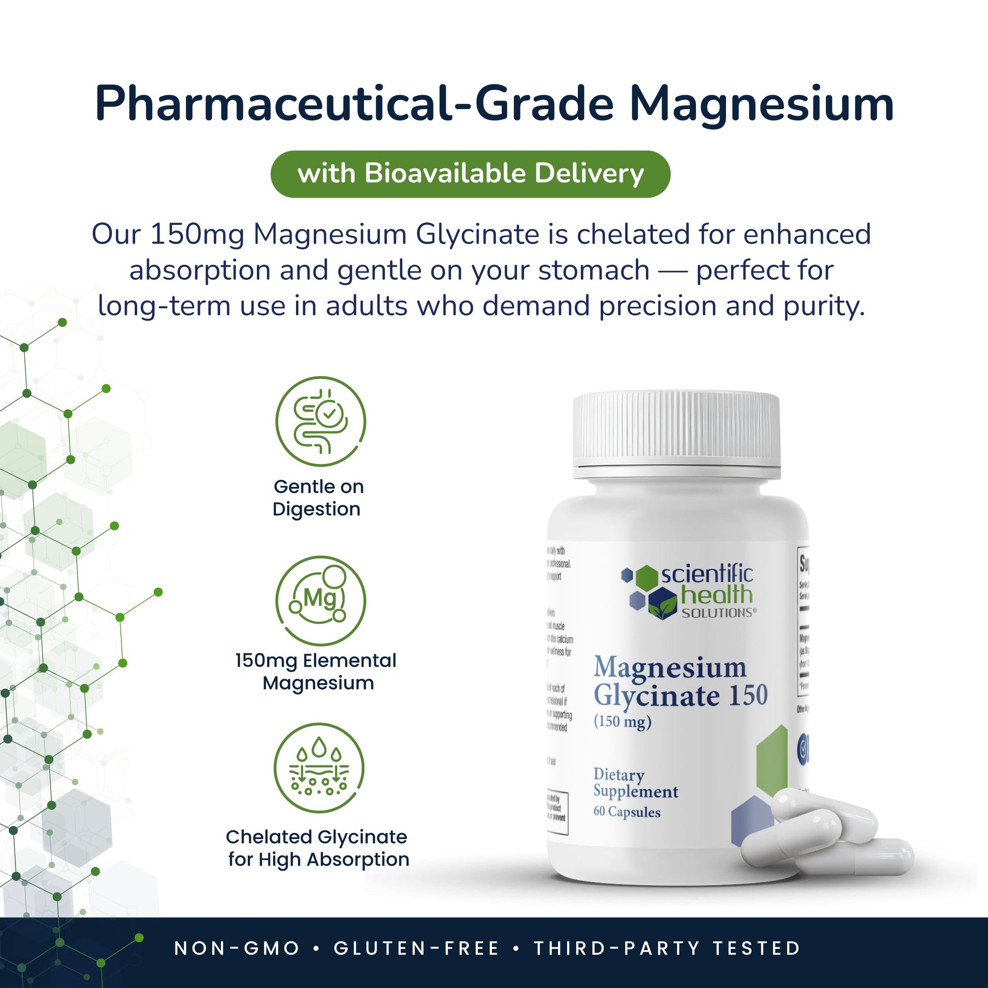 Scientific Health Solutions Magnesium Glycinate 150 mg – High‑Absorption Magnesium for Heart, Bone & Muscle Health – Supports Leg Cramps & Cardiovascular Function – Gentle on Stomach, Vegan, 60 Count Scientific Health Solutions uk supplements