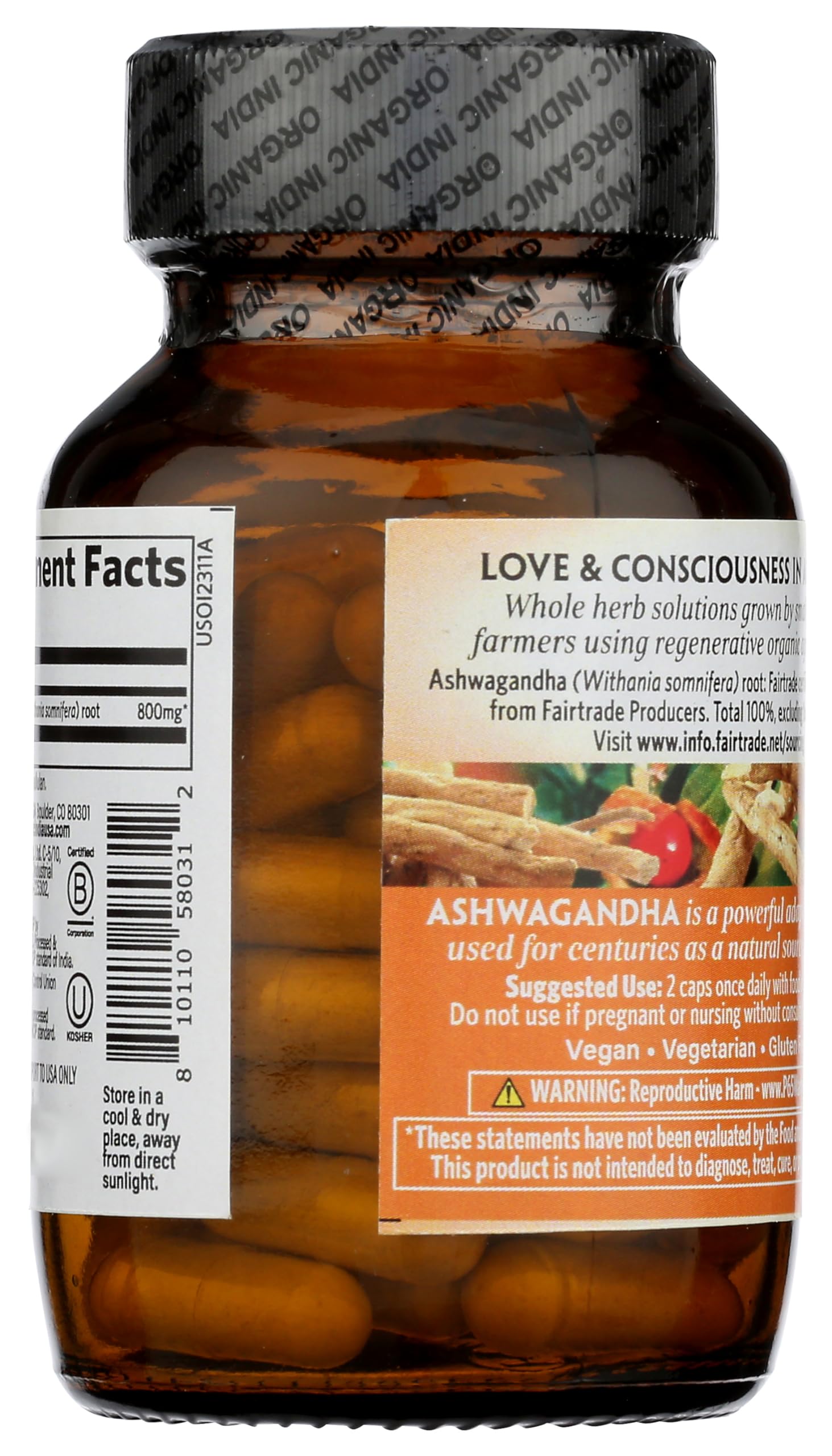ORGANIC INDIA Ashwagandha Capsules - Organic Ashwagandha Supplement - Vegan Ashwagandha Root, Gluten-Free, Kosher, Non-GMO, Supports Stress Relief, Energy, and Sleep - 60 Capsules ORGANIC INDIA uk supplements