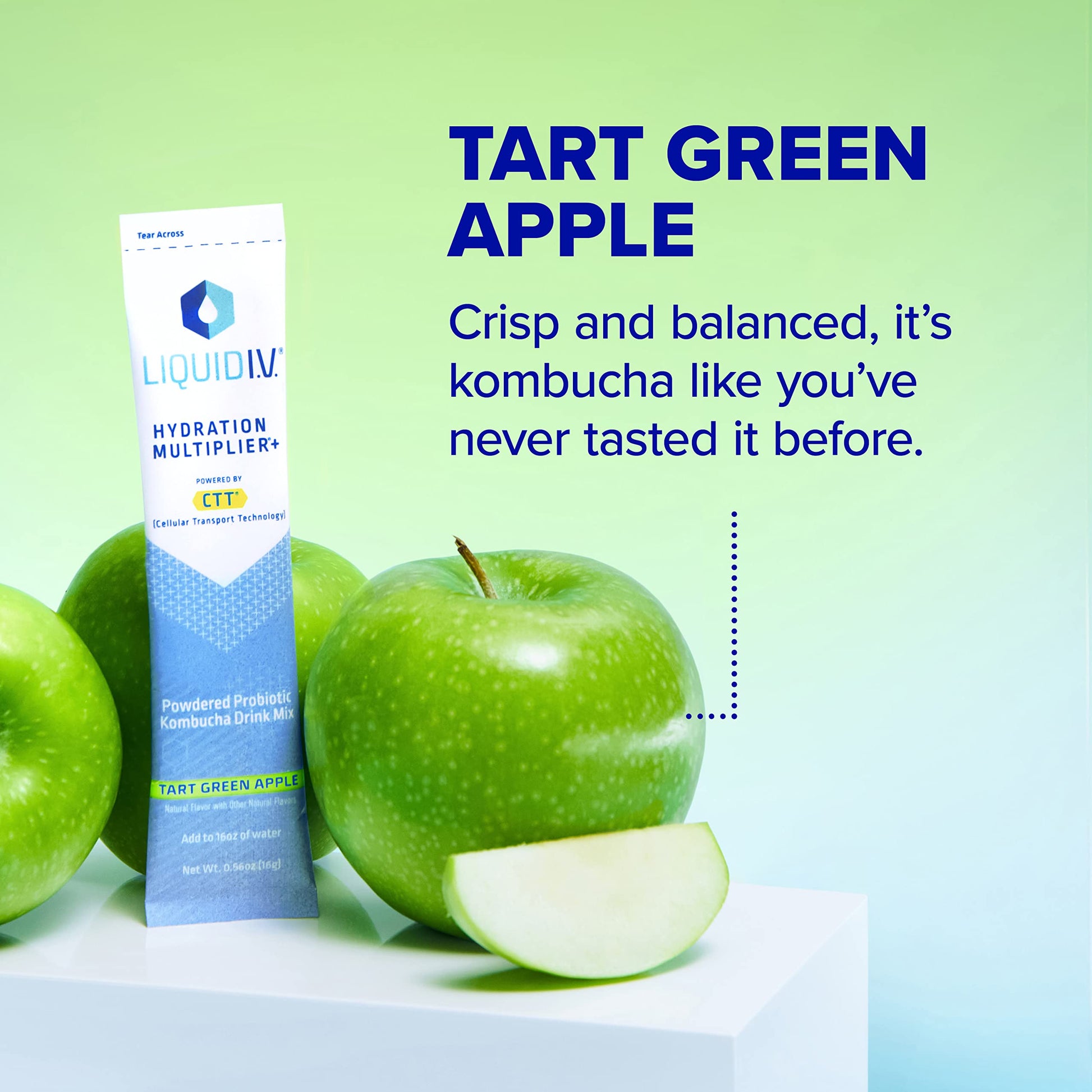 Liquid I.V. Hydration Multiplier + Probiotic Kombucha - Tart Green Apple - Hydration Powder Liquid I.V. uk supplements
