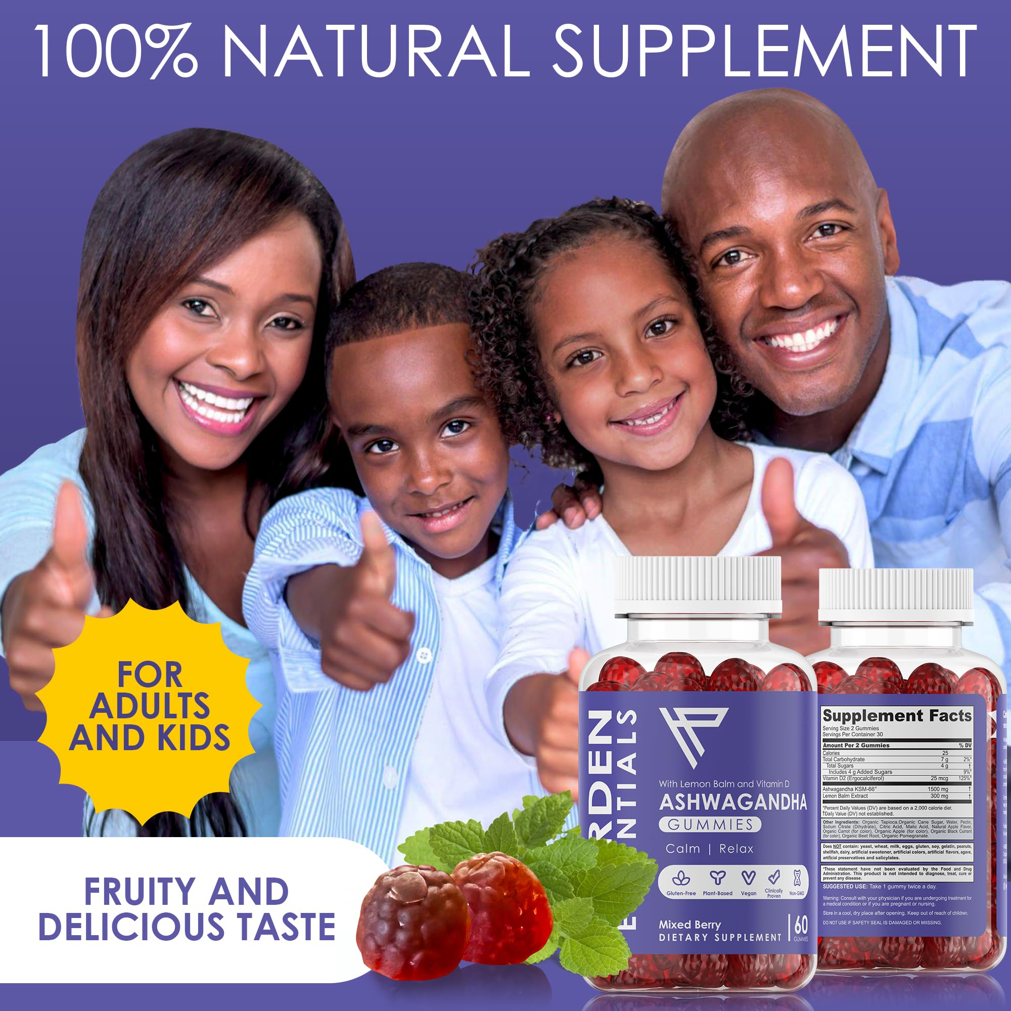 KSM-66 Ashwagandha Gummies 750mg Per Gummy – 1,500mg Per Serving – Stress & Cortisol Support – with Lemon Balm & Vitamin D – 60 Count (30 Day Supply) – Vegan – Harden Essentials Harden essentials uk supplements