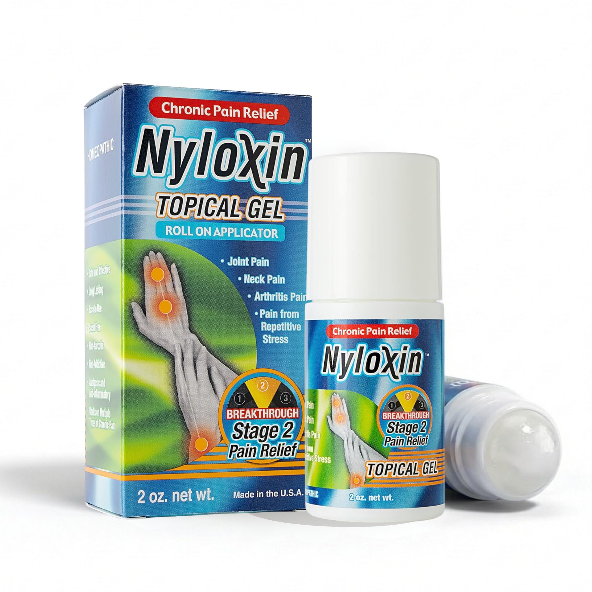 Nyloxin Roll-On Arthritis Pain Relief Gel, Back Pain Relief, Neuropathy Pain Relief, Nerve Pain Relief, Knee Pain Relief, Foot Pain Relief, Muscle Pain Relief, Shoulder Pain, Joint Pain (2 oz) Nyloxin uk supplements