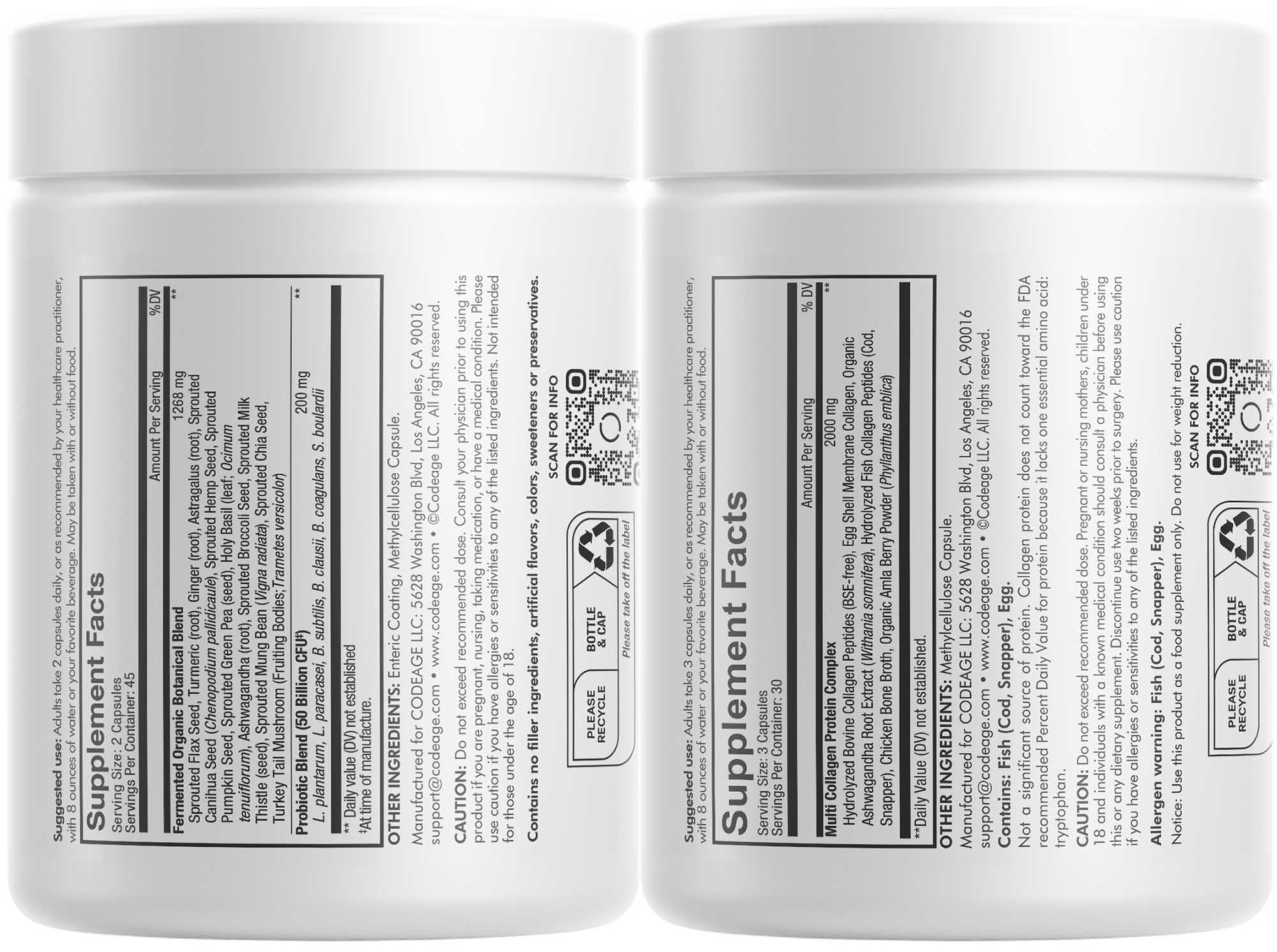 Codeage Multi Collagen Protein Capsules 5 Types, Ashwagandha Withania Somnifera & Organic Amla Berry + SBO Probiotic Blend 50 Billion CFU Bundle, Lactobacillus Plantarum, Bacillus Subtilis, Non-GMO Codeage uk supplements