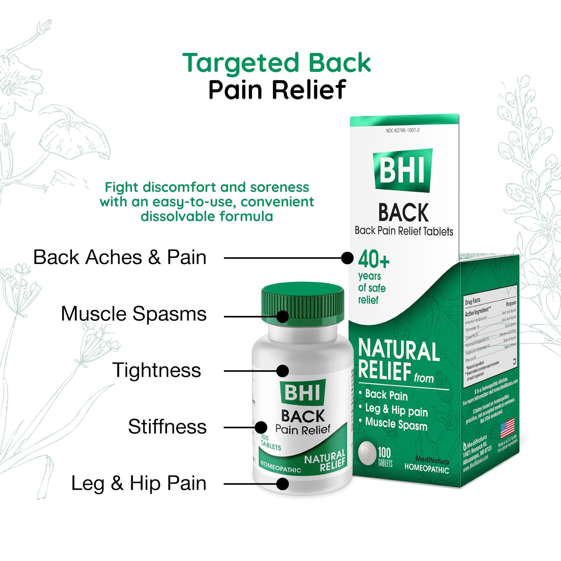 MediNatura BHI Back – Back Relief Tablets – Natural Homeopathic Formula for Muscle Stiffness & Muscle Spasms – Fast-Acting, Non-Drowsy – 100 Count MediNatura uk supplements