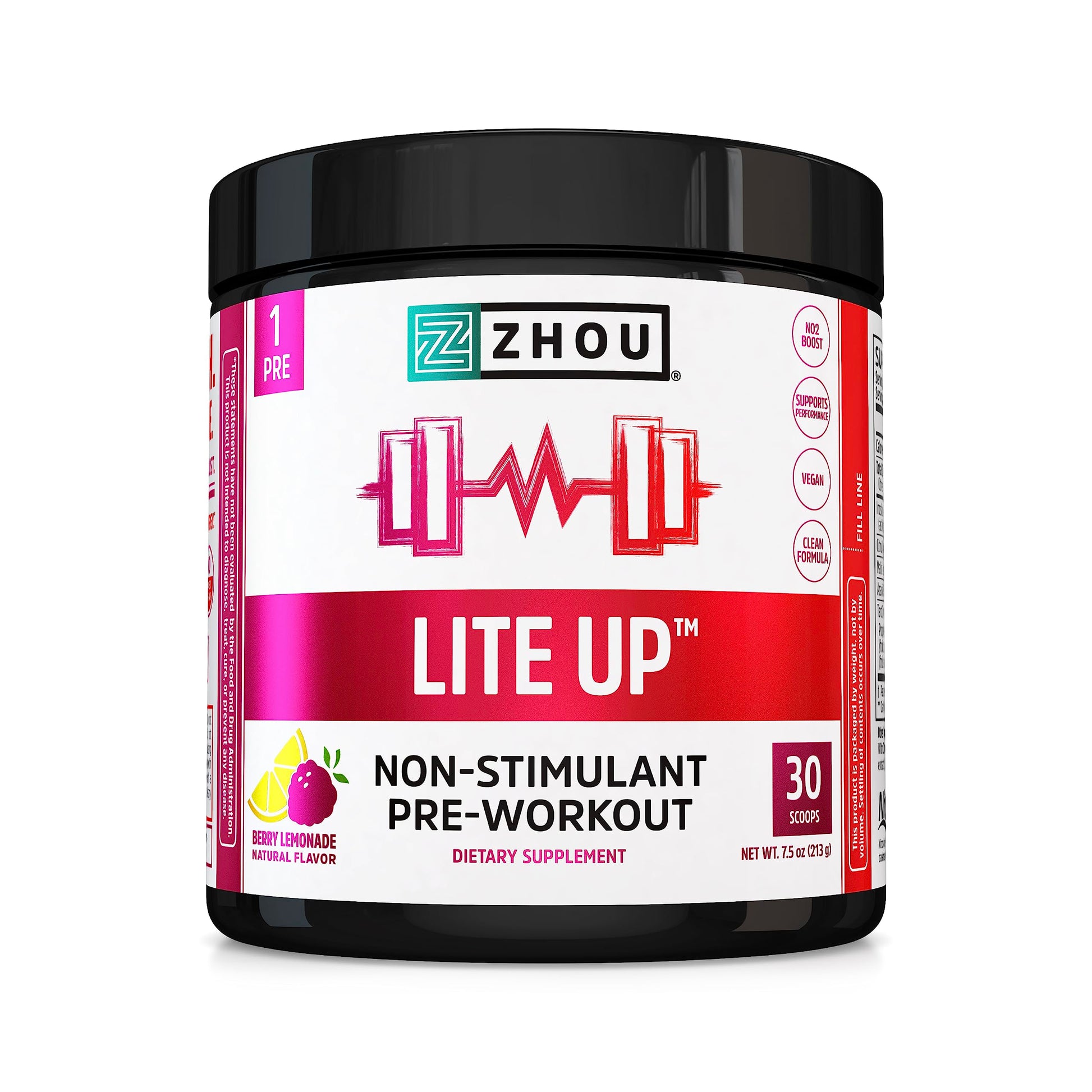 Zhou Nutrition Lite Up, Non-Stimulant Pre Workout Powder, Caffeine Free Nitric Oxide Zhou Nutrition uk supplements
