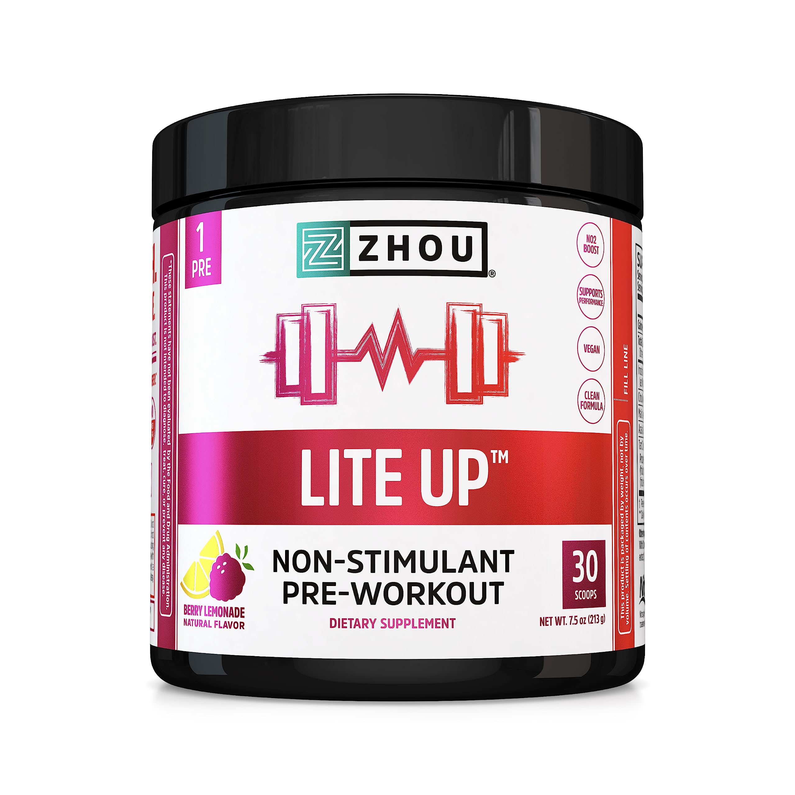 Zhou Nutrition Lite Up, Non-Stimulant Pre Workout Powder, Caffeine Free Nitric Oxide Zhou Nutrition uk supplements