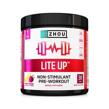 Zhou Nutrition Lite Up, Non-Stimulant Pre Workout Powder, Caffeine Free Nitric Oxide Zhou Nutrition uk supplements
