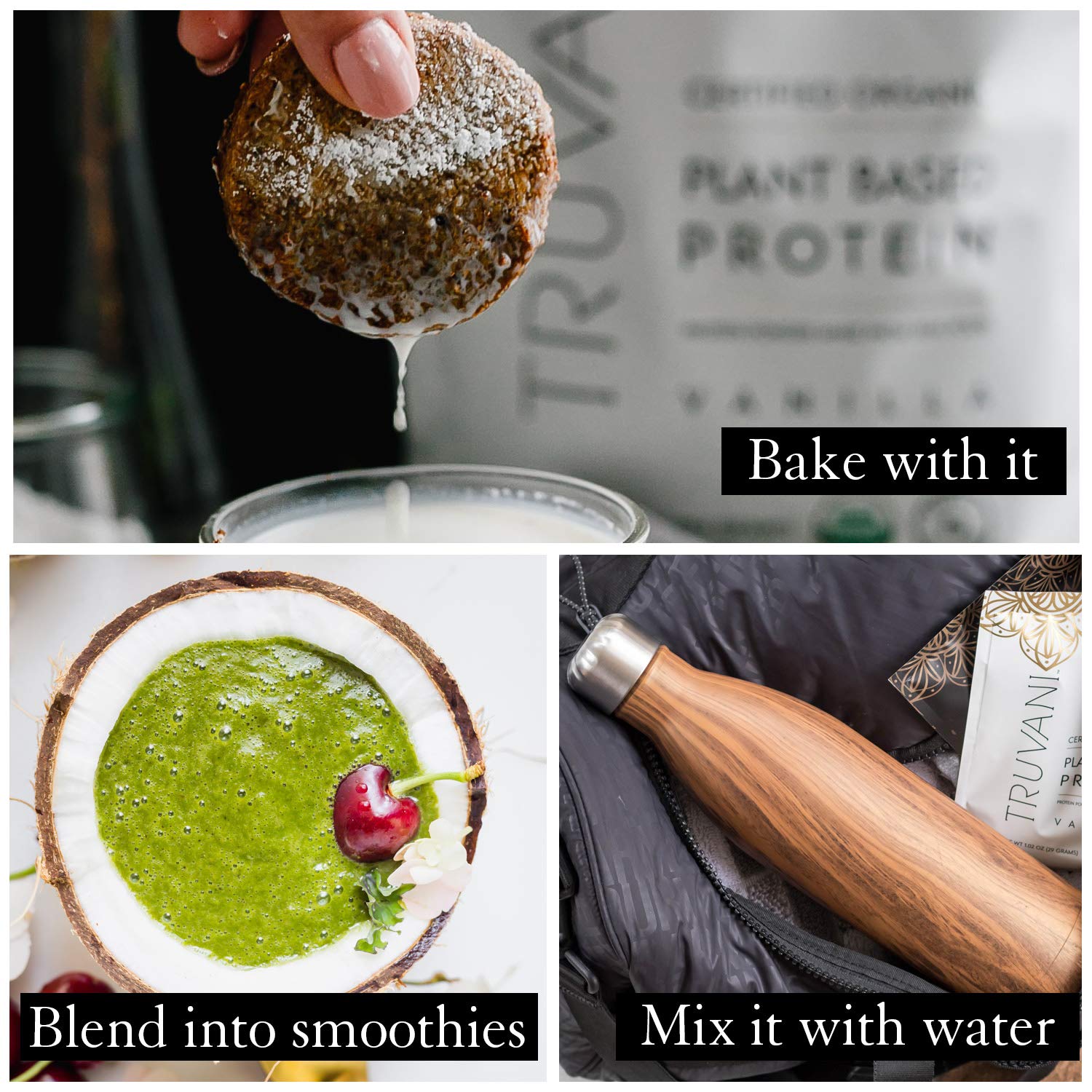Truvani Organic Vegan Protein Powder, Organic Pea Protein Powder, Vegan, Non GMO Truvani uk supplements
