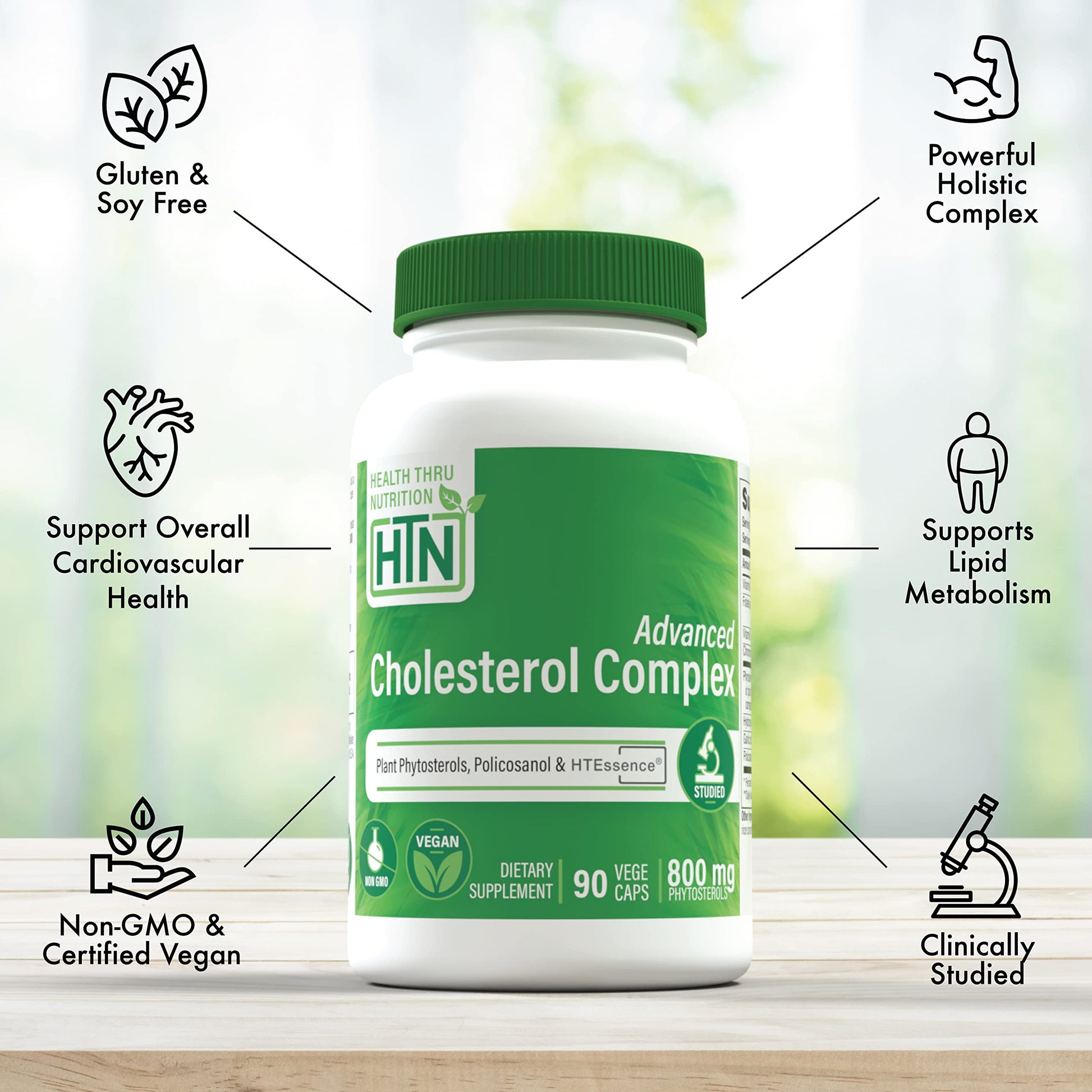 Health Thru Nutrition Advanced Cholesterol Complex | Heart Health Support & Lipid Metabolism with Phytosterols, Policosanol, Hydroxytyrosol, Chromium and More | Vegan, Non-GMO (Pack of 90) Health Thru Nutrition uk supplements