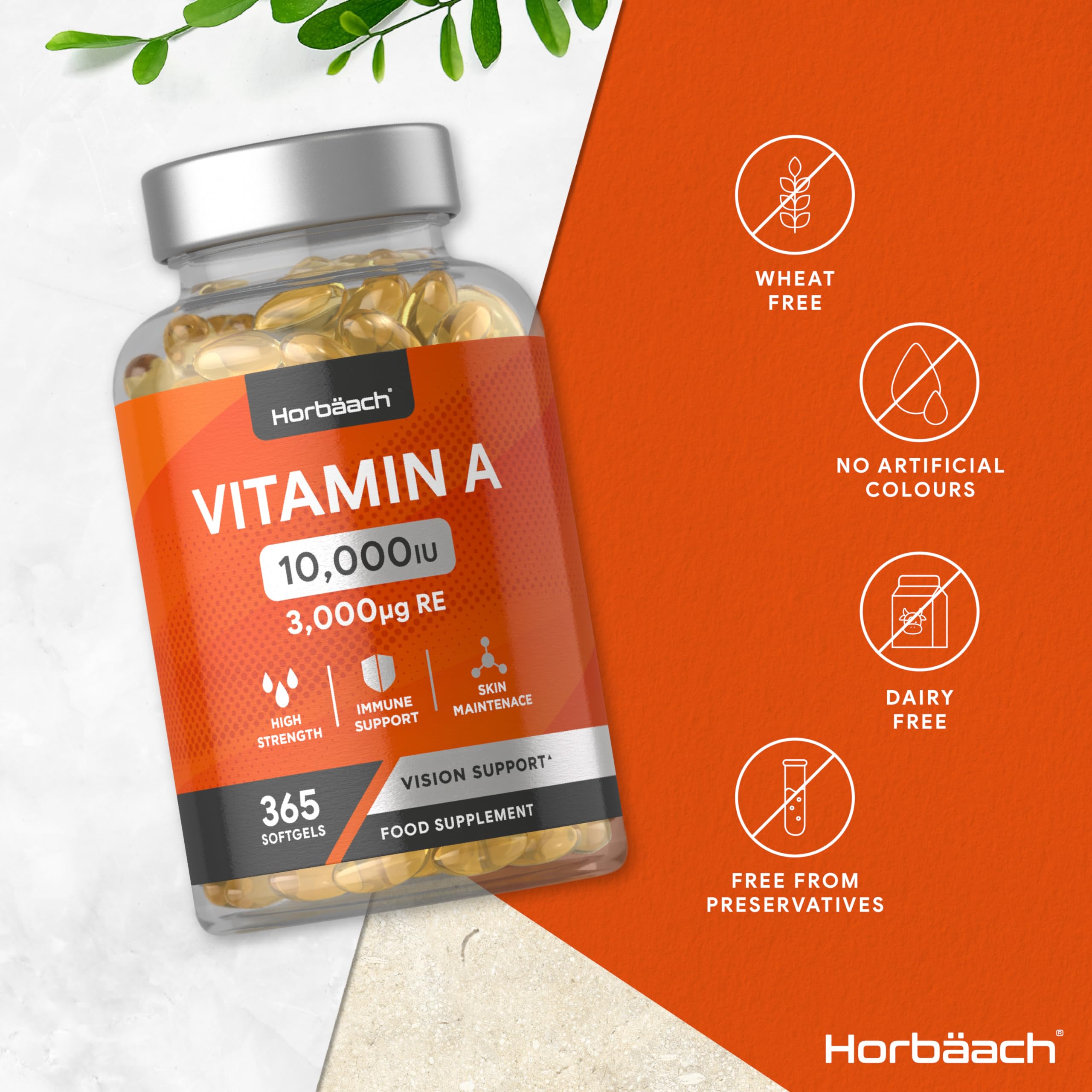 Vitamin A Capsules 10,000iu | 365 Count (1 Year Supply) | High Strength Vitamin A Supplem Horbäach uk supplements