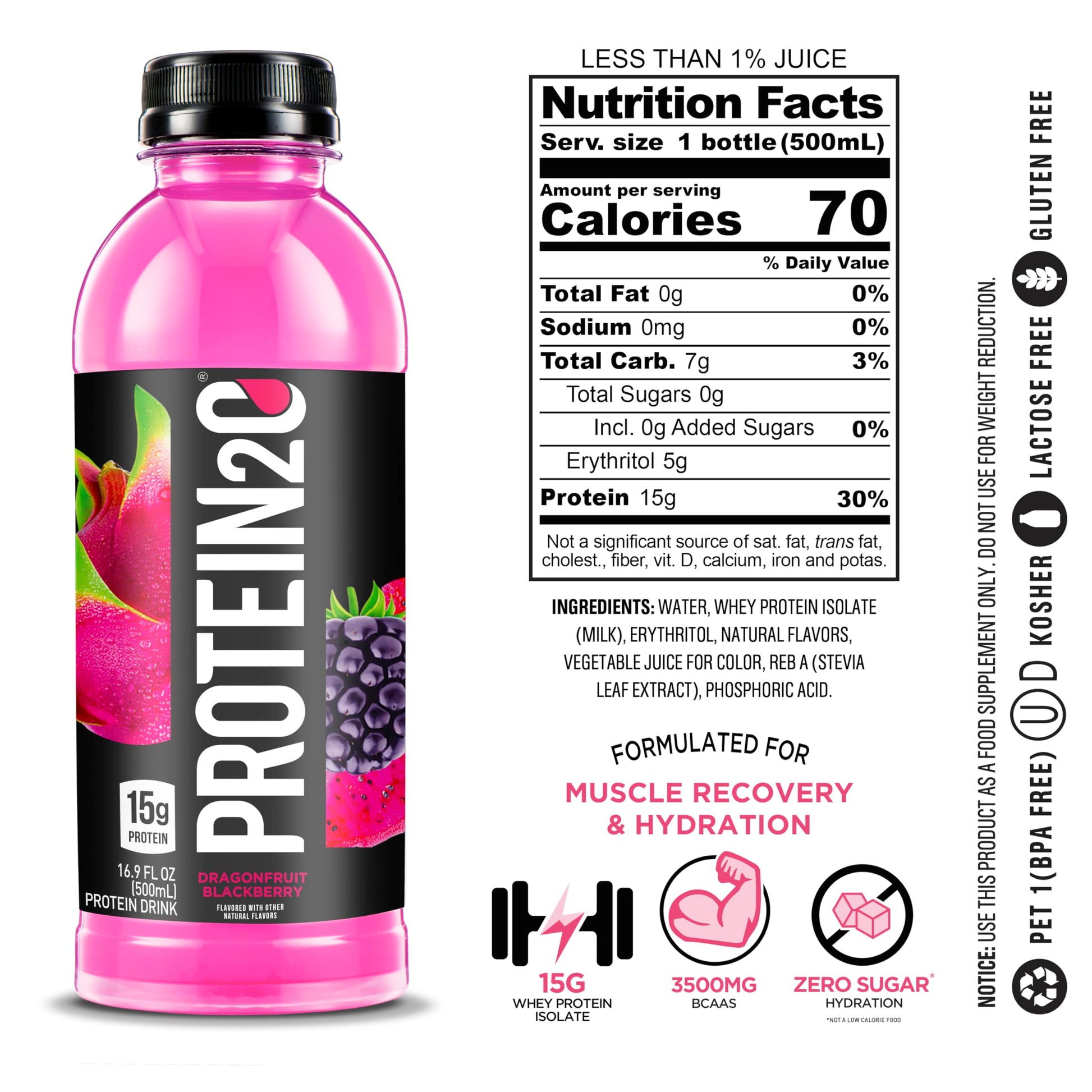 Protein2o 15g Whey Protein Isolate Infused Water, Ready To Drink, Sugar Free, Gluten Free Protein2o uk supplements