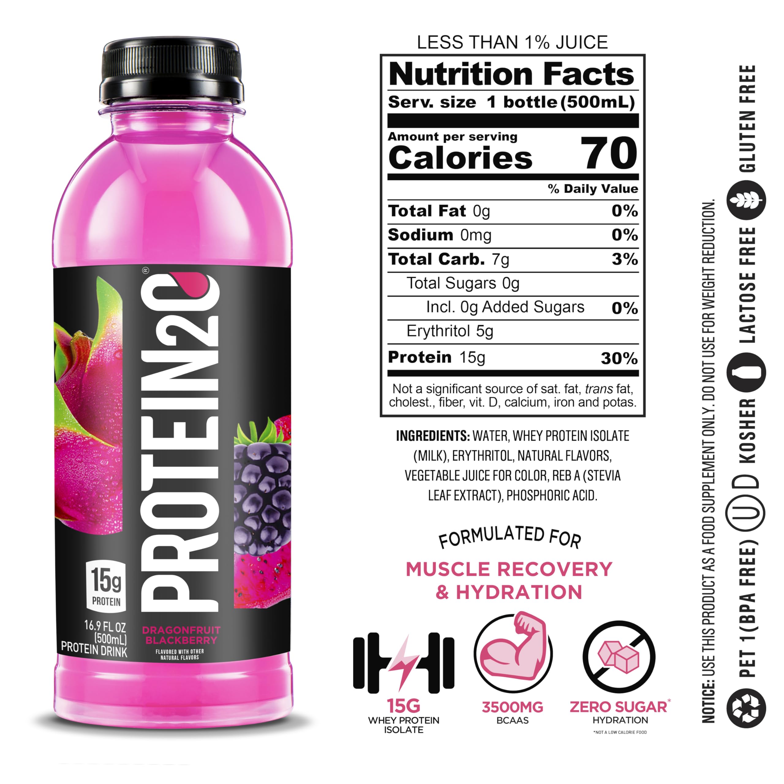 Protein2o 15g Whey Protein Isolate Infused Water, Ready To Drink, Sugar Free, Gluten Free Protein2o uk supplements