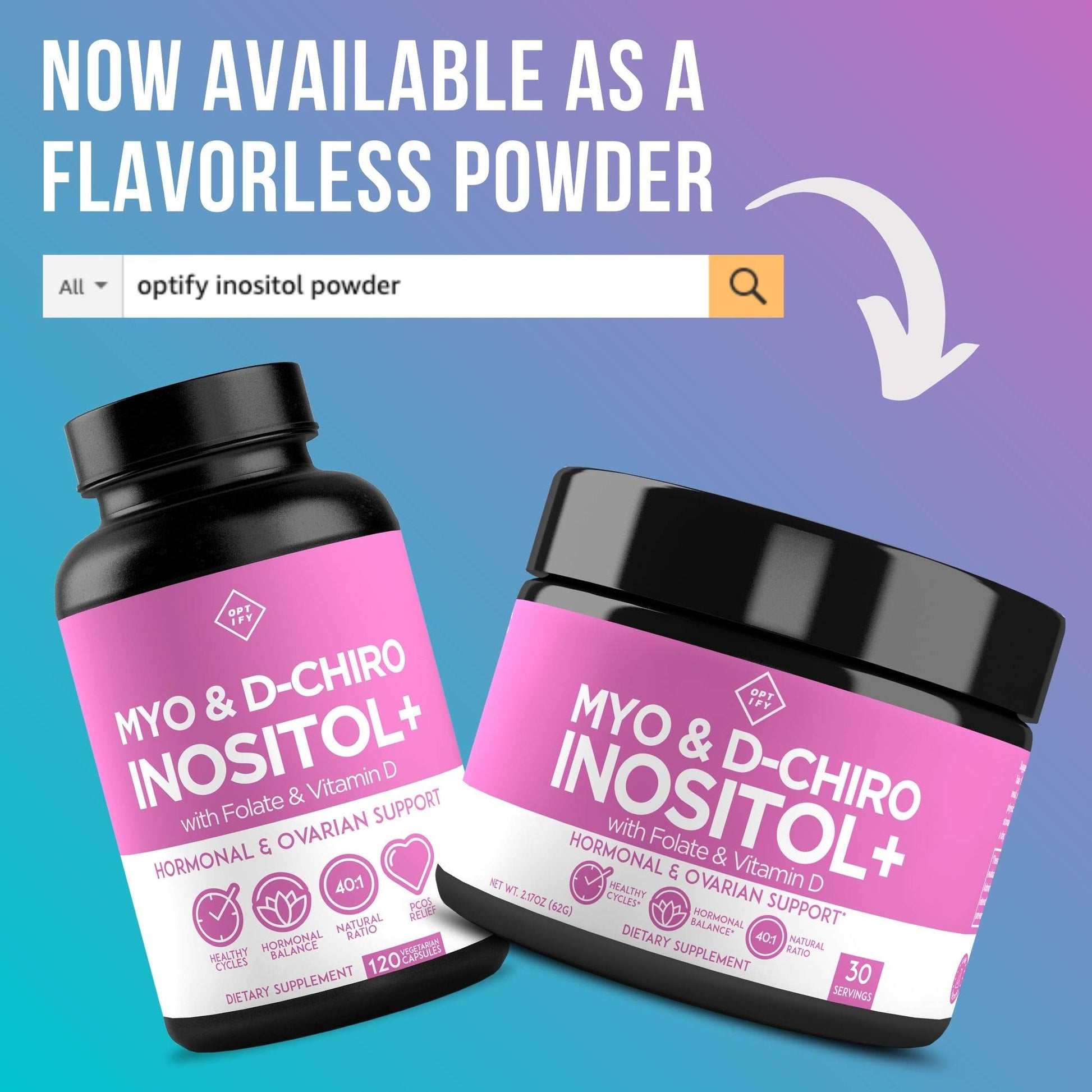 Premium Inositol Supplement - Myo-Inositol and D-Chiro Inositol Plus Folate and Vitamin Optify uk supplements