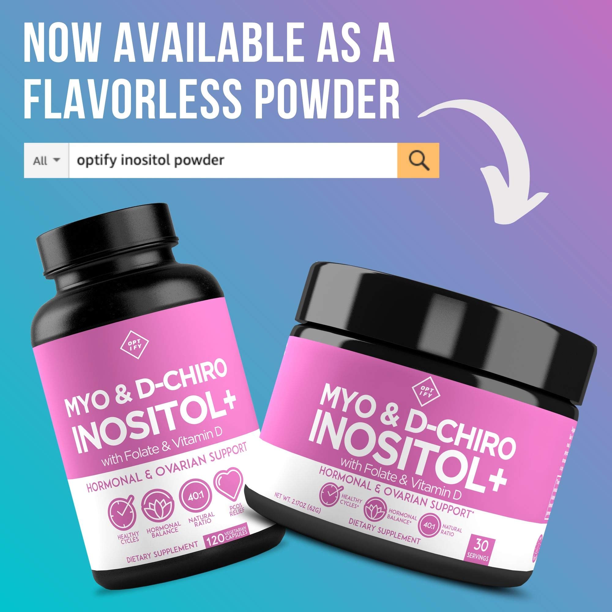 Premium Inositol Supplement - Myo-Inositol and D-Chiro Inositol Plus Folate and Vitamin Optify uk supplements