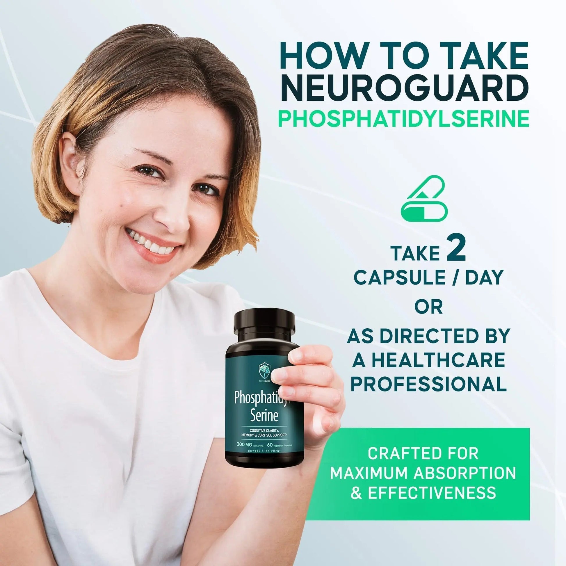 Phosphatidylserine Supplement – Premium Nootropic for Brain Health, Memory, Focus & Stress Support – 300mg Sunflower Lecithin NeuroGuard uk supplements