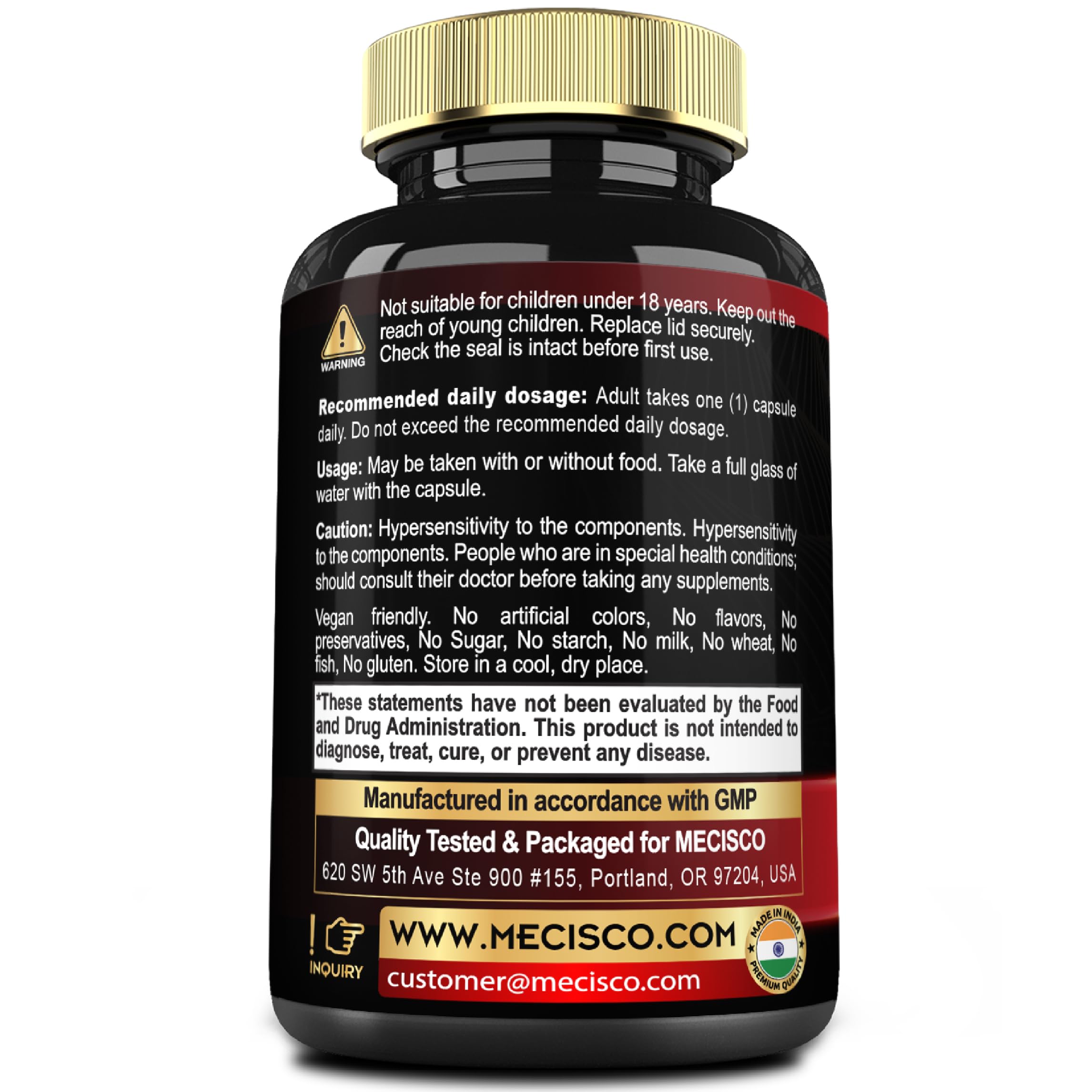 9in1 Cortisol Shield - Ashwagandha & Magnesium Glycinate, Rhodiola, Phosphatidylserine, L-Theanine, Licorice Root, St. John's Wort, Lions Mane - Mind & Mood, Restful Night Support - 60 Capsules Mecisco uk supplements
