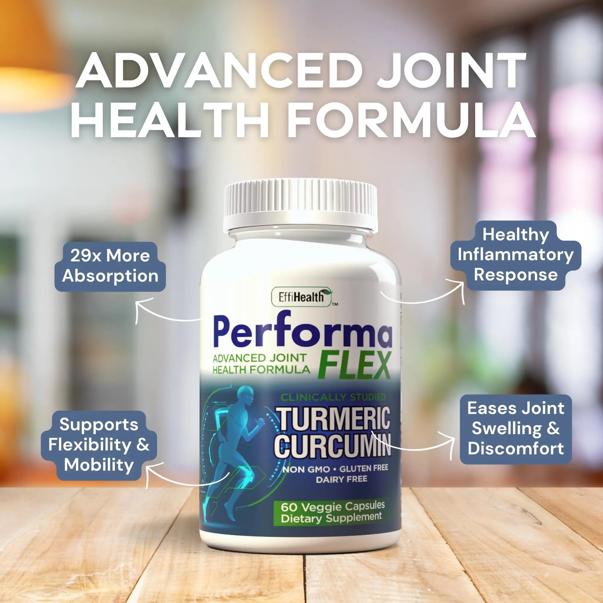 Performa Flex - Joint Support Supplement with Meriva, Turmeric Curcumin, Tart Cherry & Ginger – Ultra High Absorption – Support for Joint Mobility, Joint & Cartilage Health – 60 Capsules Performa Flex uk supplements