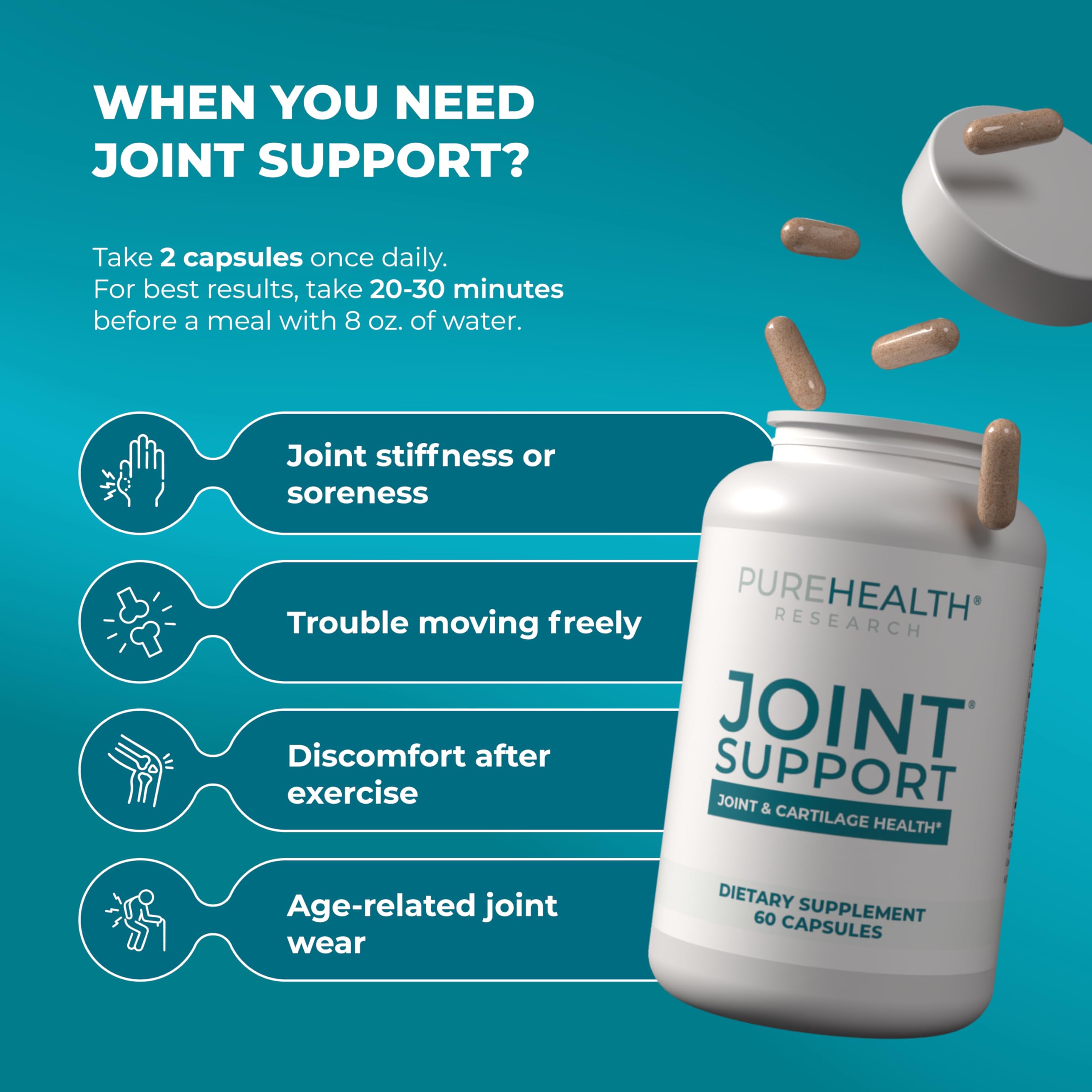 PUREHEALTH RESEARCH Joint Support NEM Eggshell Membrane with Boswellia Extract, Calcium & Turmeric, 60 Capsules PUREHEALTH RESEARCH uk supplements
