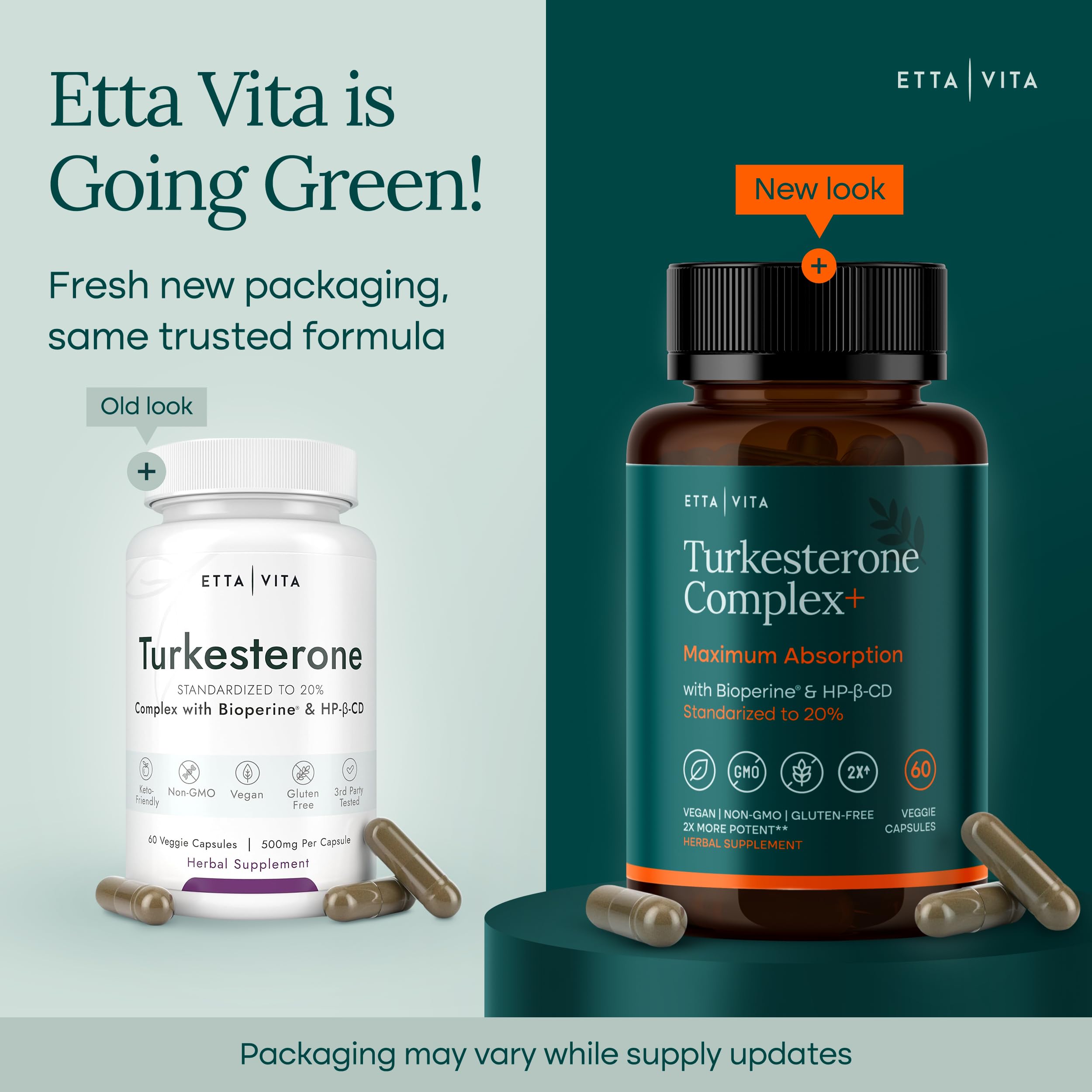 Potent Turkesterone Supplement, 2X Pure (Made in USA - 3rd Party Tested) Most Bioavailable and Natural Test Support Supplement, Supports Energy Lean Muscle Health, Recovery and Stamina, Vegan (60ct) Etta Vita uk supplements