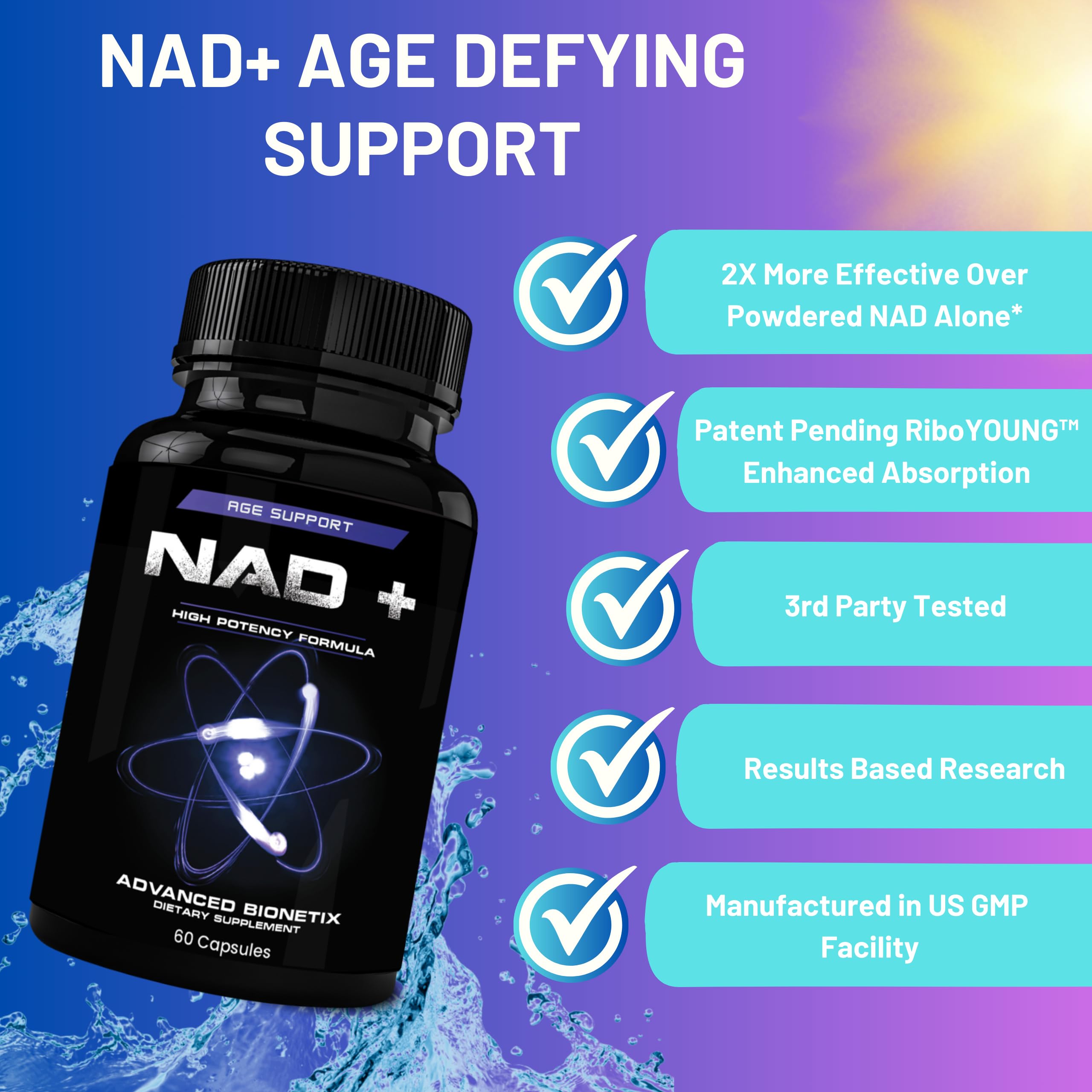 Advanced Bionetix NAD Supplement with Nicotinamide Riboside Plus Resveratrol, Quercetin, Betaine w/RiboYOUNG™ for True Anti Aging Advanced Bionetix uk supplements