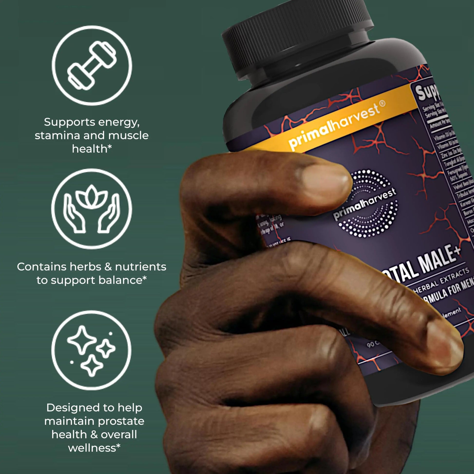 Primal Harvest Total Male+ Multivitamin for Men Vitamins, Minerals and Herbal Support for Energy, Vitality, Immune Health Primal Harvest uk supplements