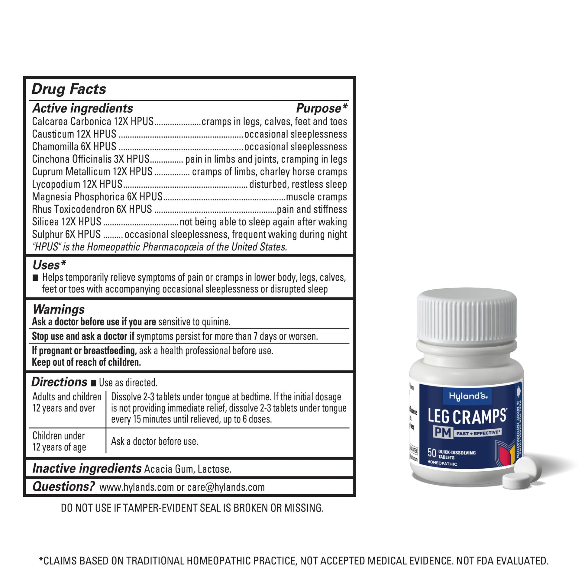 Hyland's Leg Cramps PM, Relief of Nighttime Leg, Calf, and Foot Cramps, 50 Quick-Dissolving Tablets 4-Pack (200 Total) Hyland's uk supplements