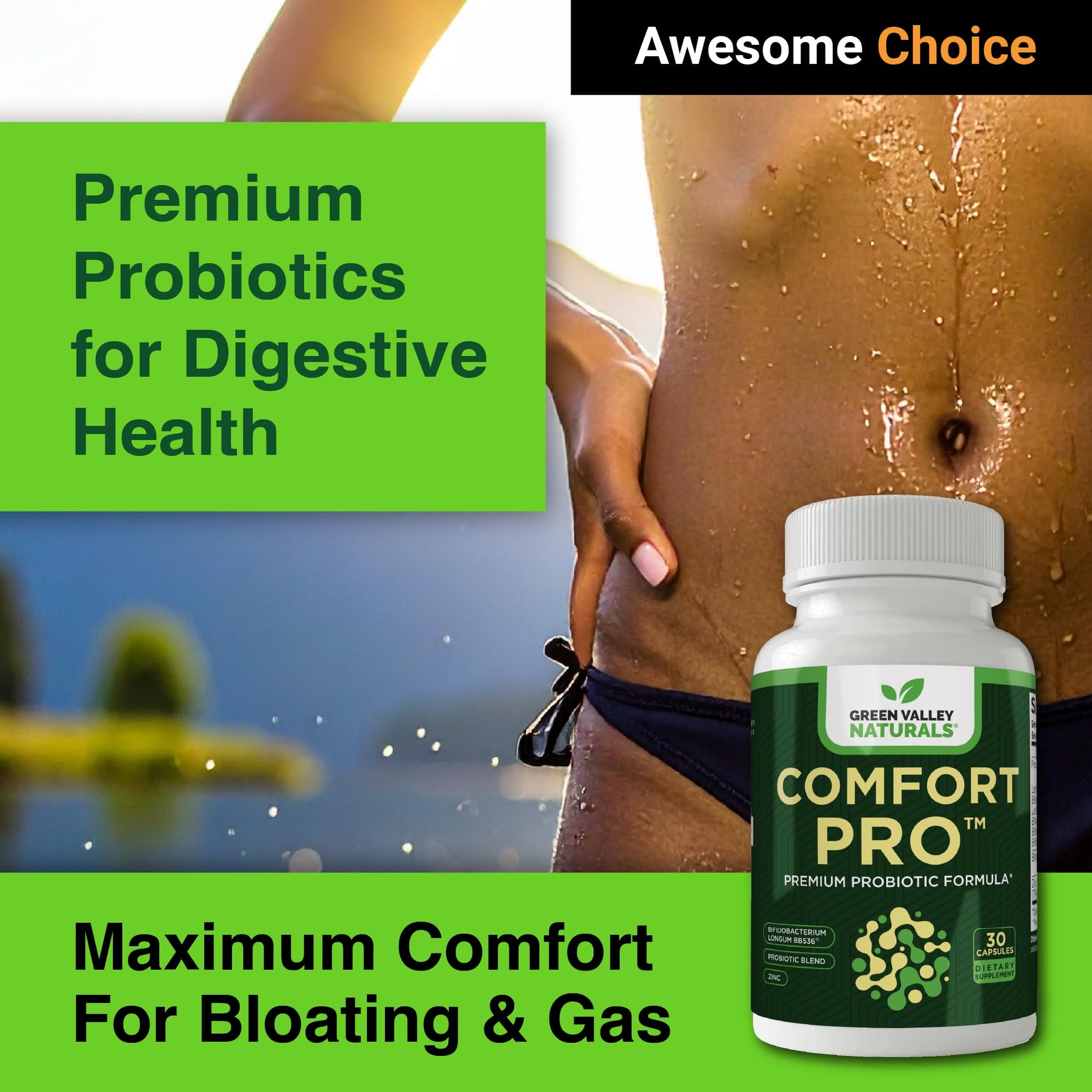 ComfortPro™ Daily Probiotics for Digestive Health | Constipation Relief & Bloating Support for Women & Men | Gut Cleanse with Zinc | Helps Reduce Gas & Promotes Digestive Regularity | Valley Formula GREEN VALLEY NATURALS uk supplements