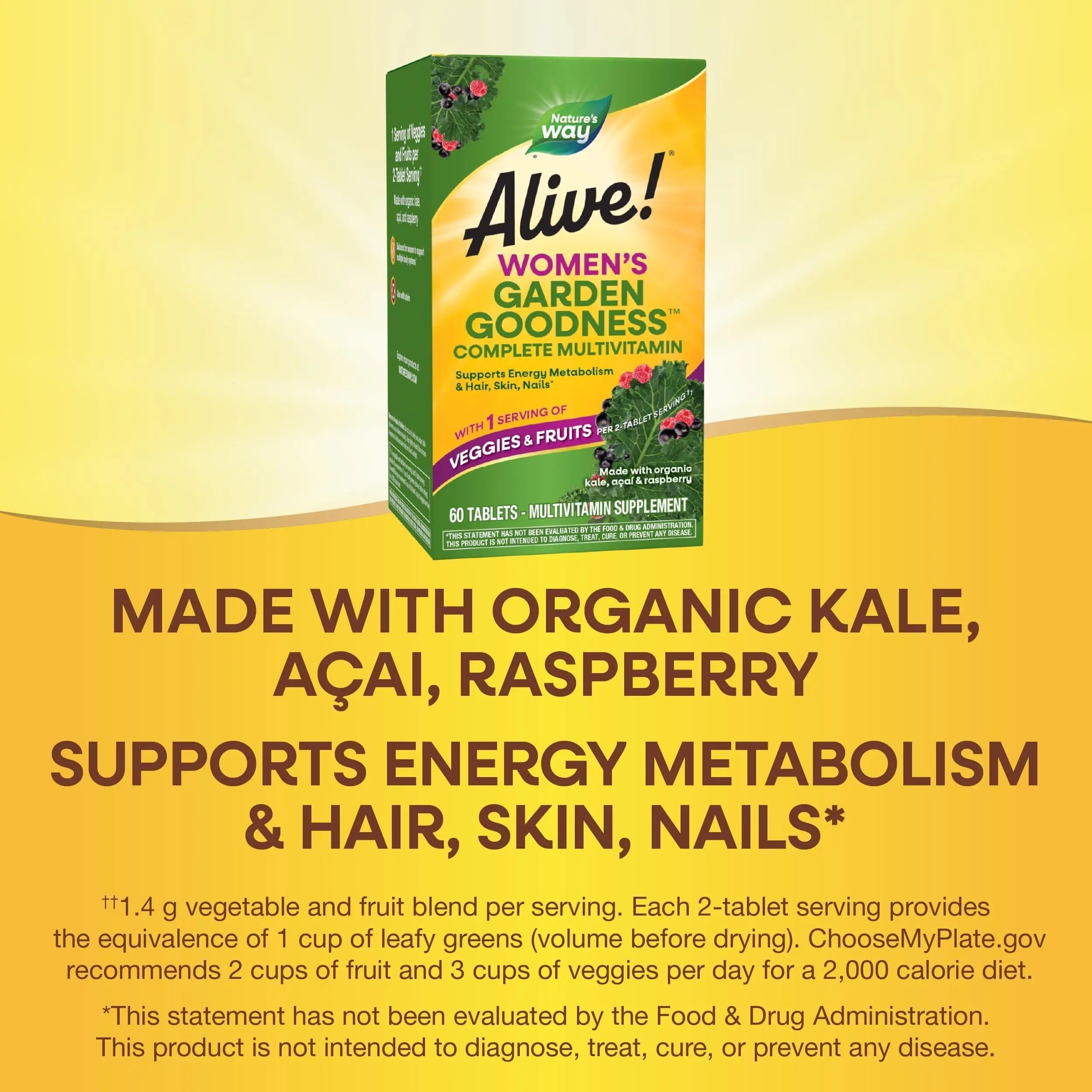 Nature's Way Alive! Garden Goodness Multivitamin for Women, High Potency B-Vitamins to Support Cellular Energy Nature's Way uk supplements