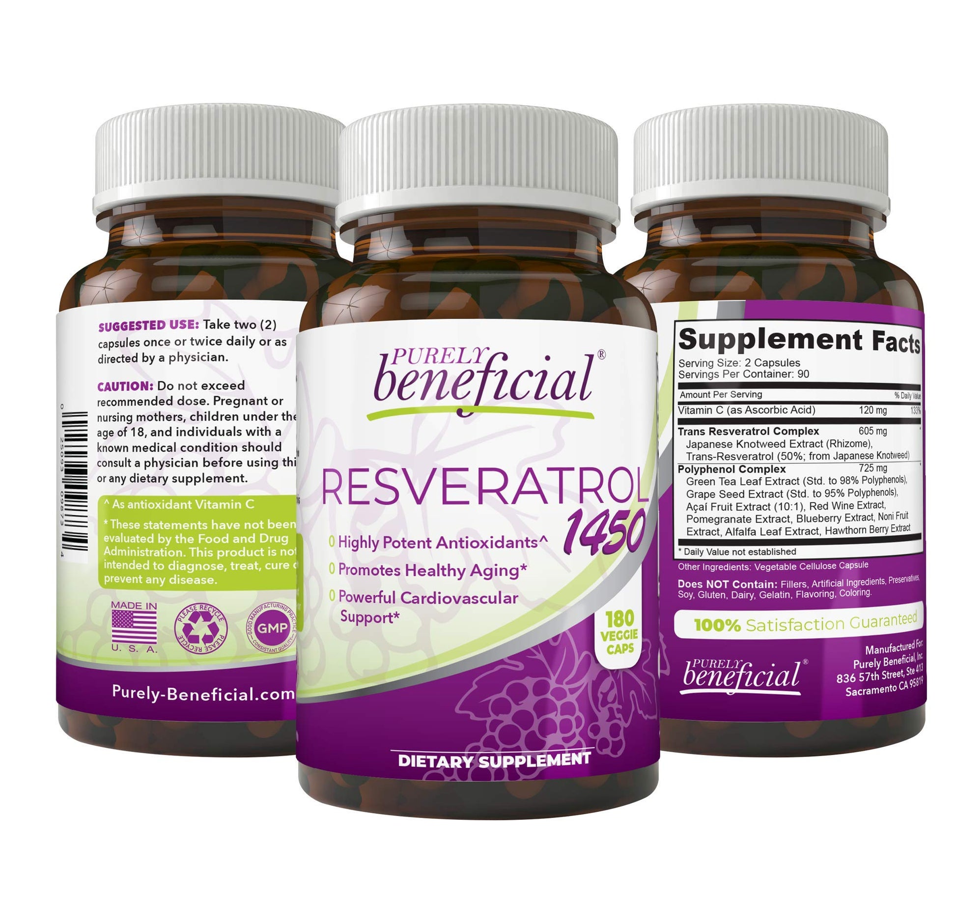 PURELY beneficial RESVERATROL1450-90day Supply, 1450mg per Serving of Potent Antioxidants PURELY beneficial uk supplements