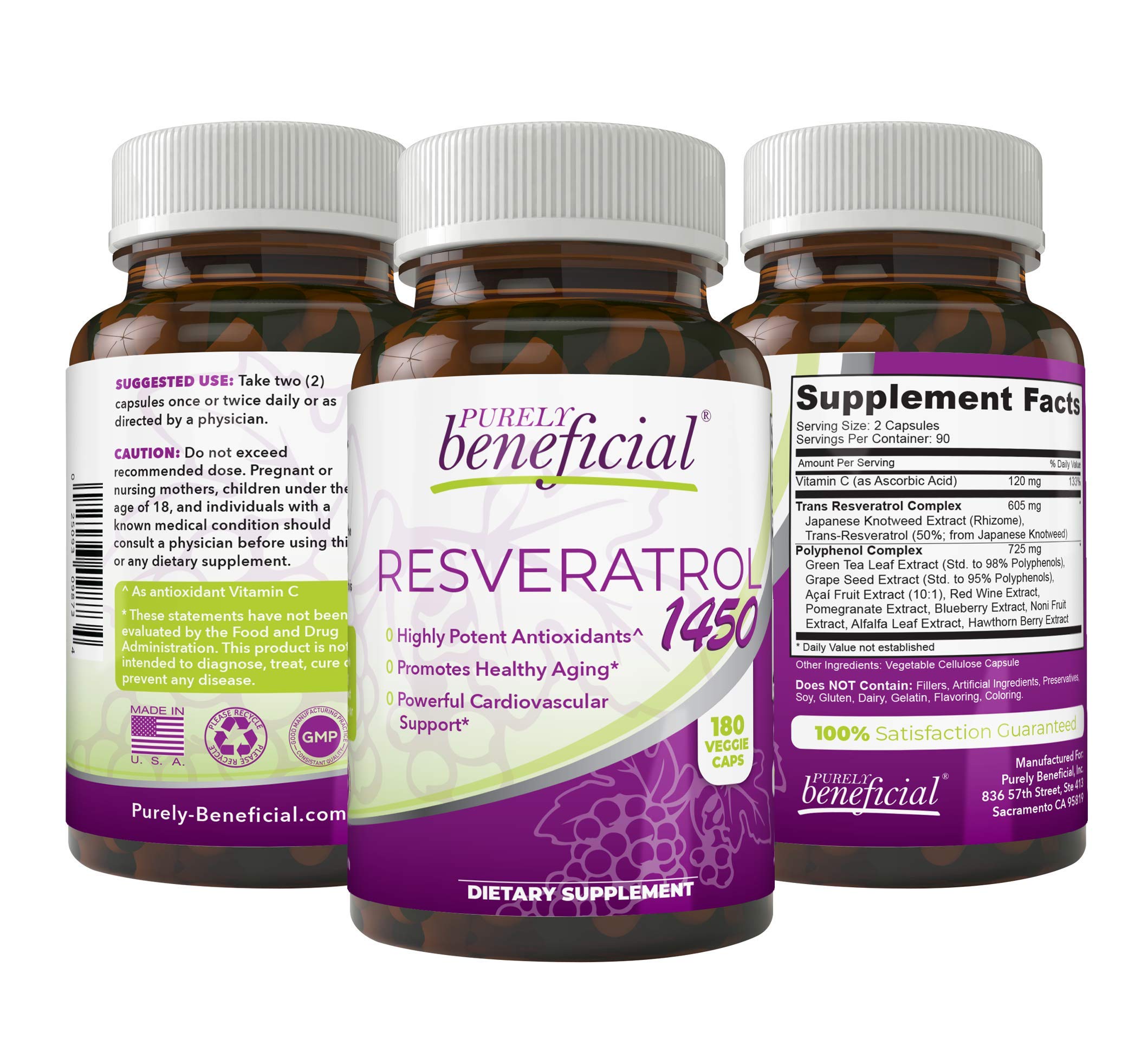 PURELY beneficial RESVERATROL1450-90day Supply, 1450mg per Serving of Potent Antioxidants PURELY beneficial uk supplements