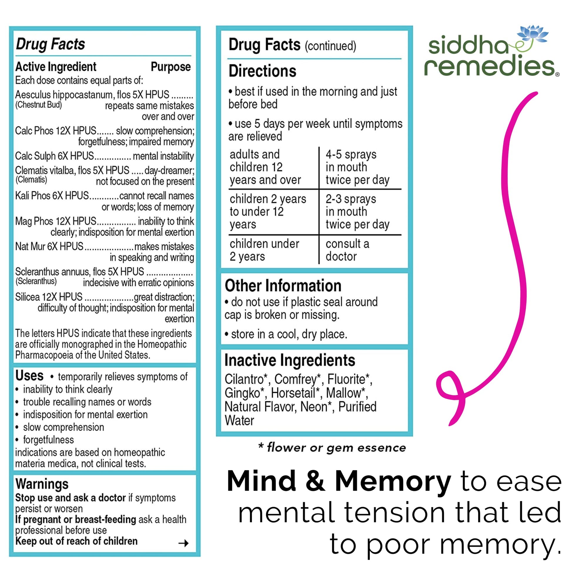 Siddha Remedies Mind & Memory Spray for Apathy, Indifference & Low Focus Siddha uk supplements