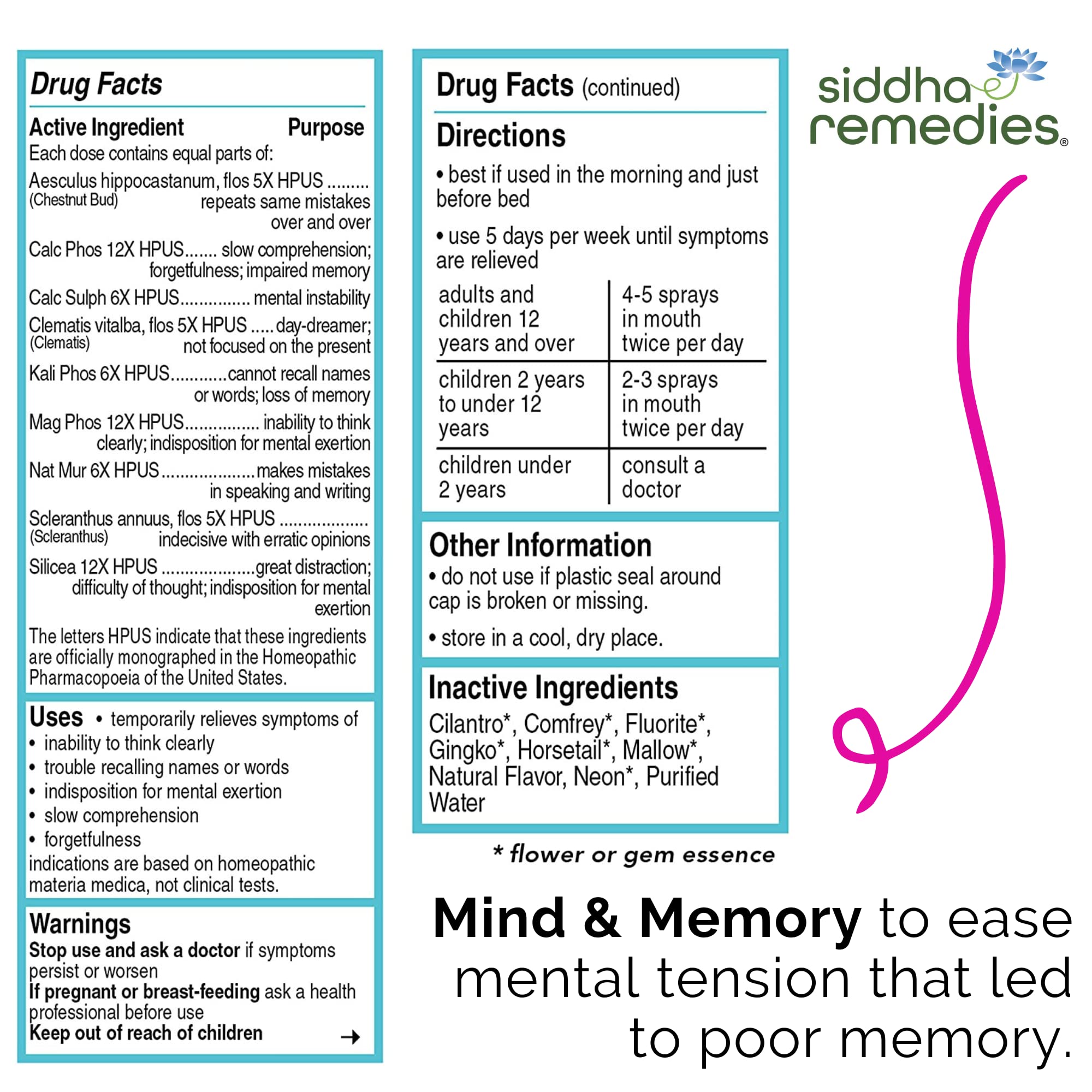 Siddha Remedies Mind & Memory Spray for Apathy, Indifference & Low Focus Siddha uk supplements