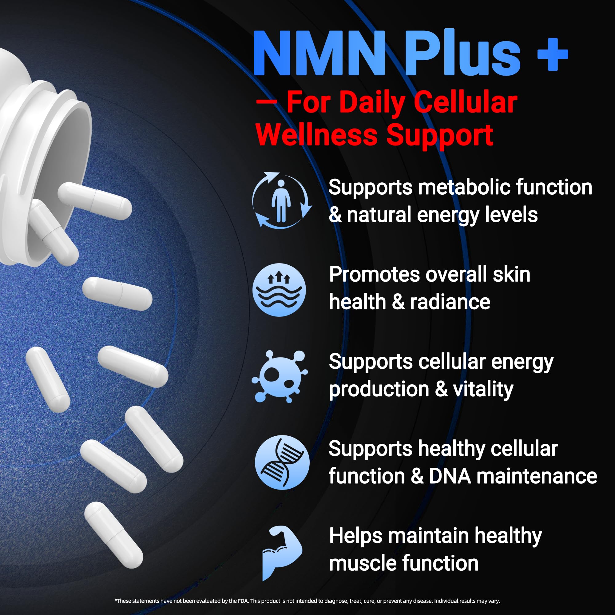 I LOVE HEALTH NMN Supplement, 5-in-1 Complex with NAC, Alpha Lipoic Acid, CoQ10 & Resveratrol - High Absorption Anti Aging Formula - Third Party Tested, cGMP, Gluten Free - 60 Capsules I LOVE HEALTH uk supplements
