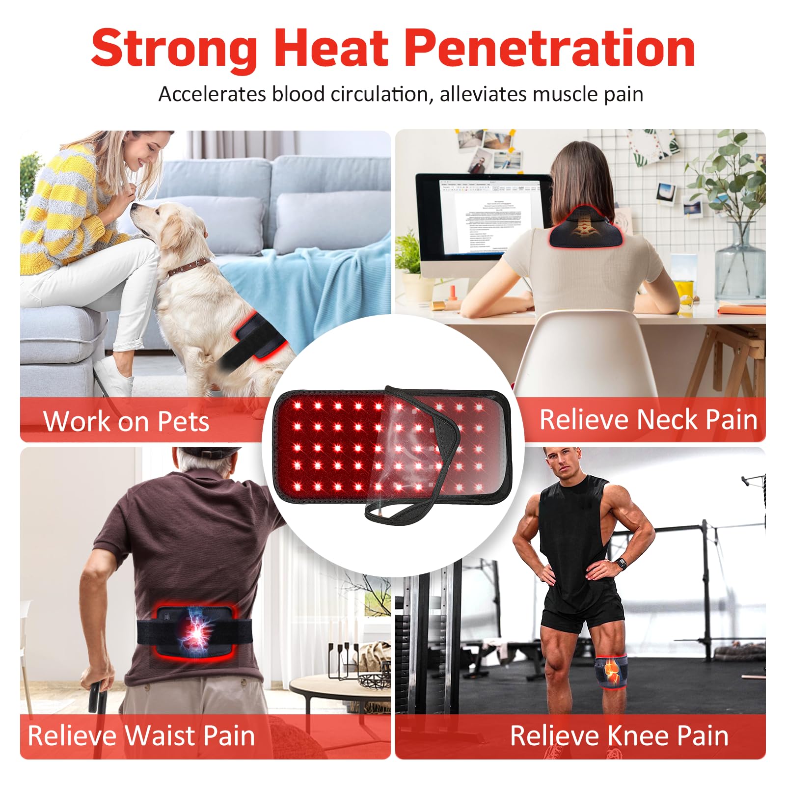 Red Light Therapy Belt, Infrared Light Therapy for Body, Wearable Wrap with Timer GMOWNW uk supplements