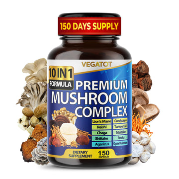 10 in 1 High Strength Mushroom Supplement - Lions Mane, Cordyceps, Reishi - Brain Supplements for Memory and Focus ** 5-Month Supply VEGATOT uk supplements