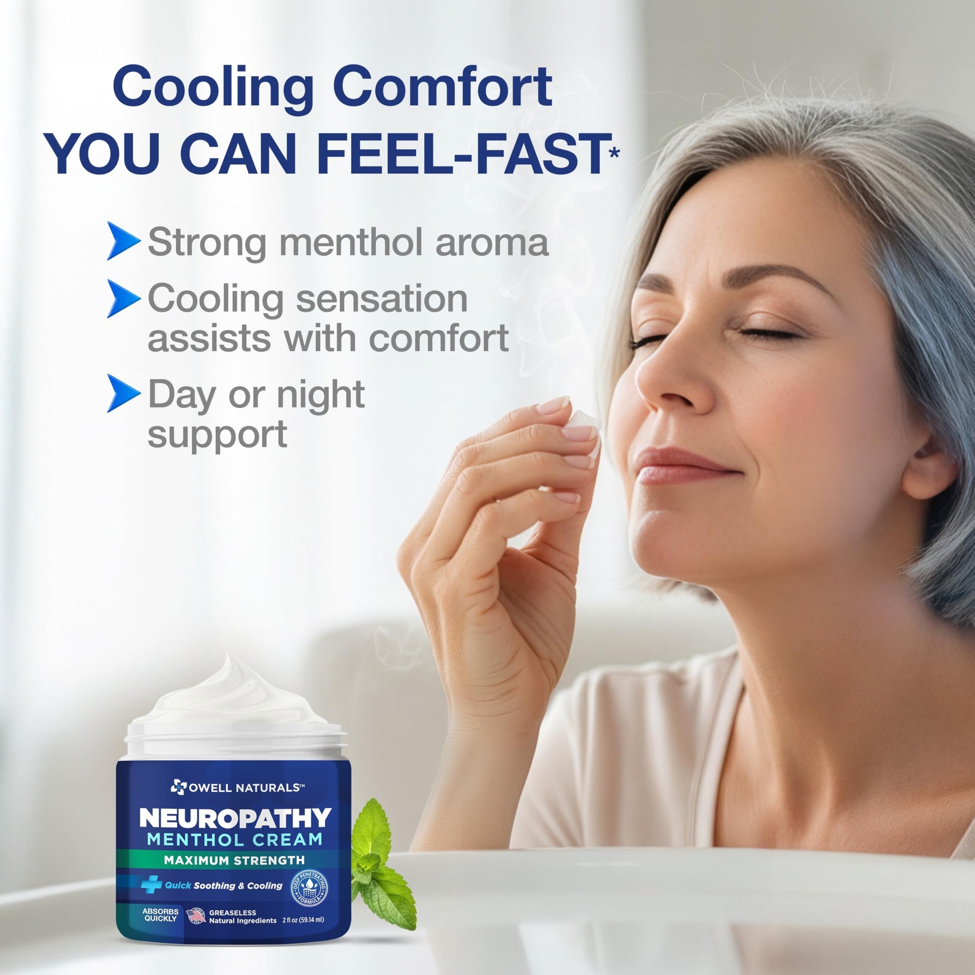Owell Naturals Neuropathy Cream Extra Strength – Fast Absorbing Cooling for Leg, Feet & Hands – Advanced Soothing Formula with Aloe Vera, Arnica, MSM & Vitamin B6 – Made in USA, 2 fl oz Owell Naturals uk supplements