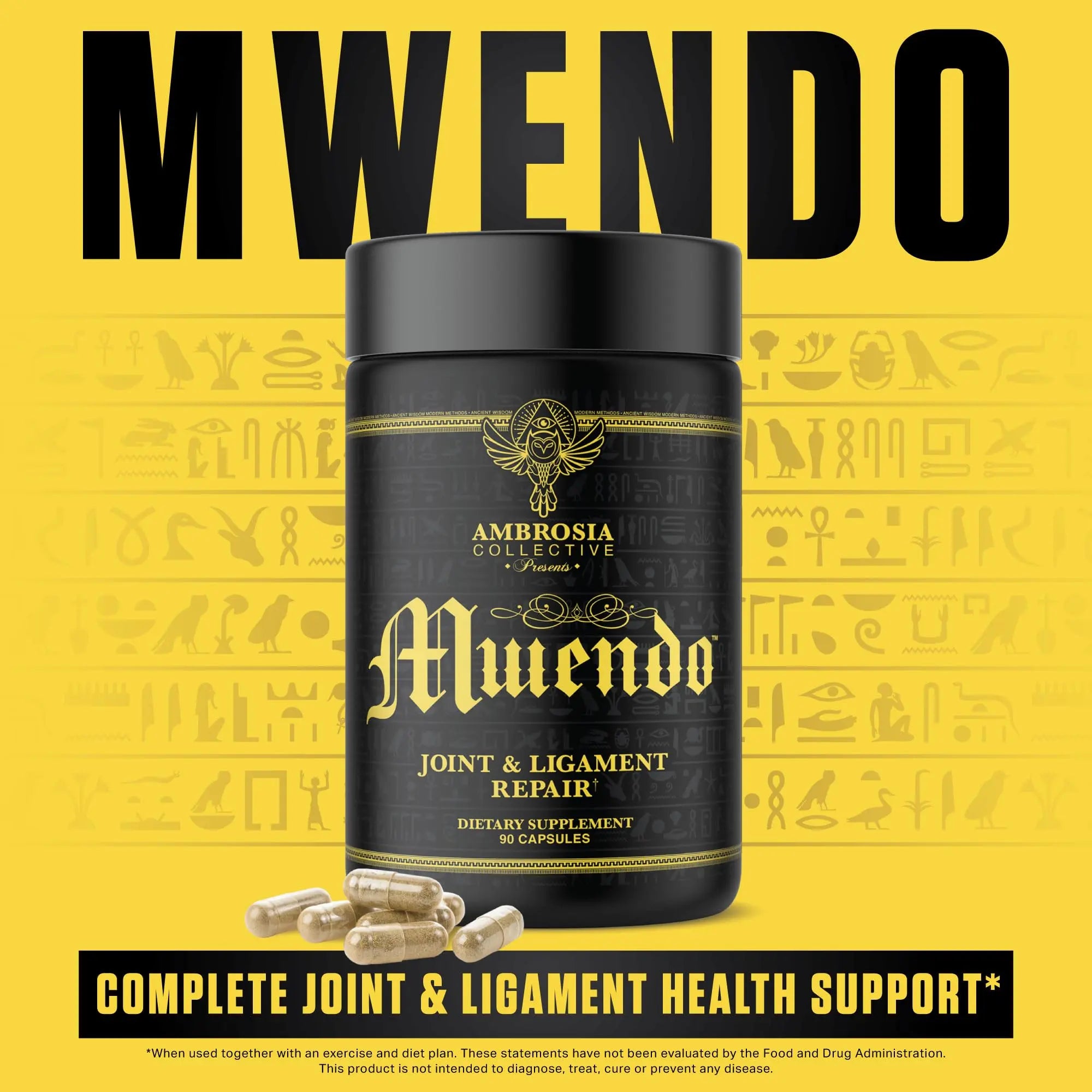 Ambrosia Mwendo - Joint & Ligament Repair | Strengthen Tendons & Increase Soft Tissue Extensibility | Muscle Soreness, & Recovery Time with BioCell Collagen | 90 Veggie Capsules Ambrosia uk supplements