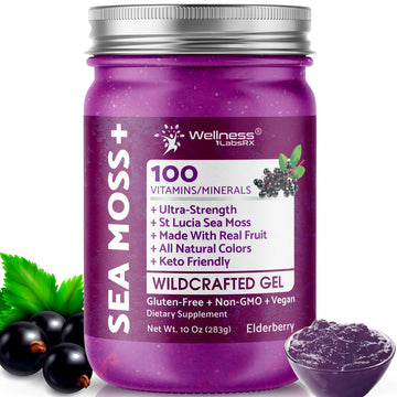 WELLNESS LABSRX Irish Sea Moss Gel Raw - Wildcrafted Superfood Seamoss Gel - Elderberry Flavor, Vitamin and Mineral-Rich from Pristine Caribbean Waters, Immune and Digestive Health Support - 10 oz. WELLNESS LABSRX uk supplements