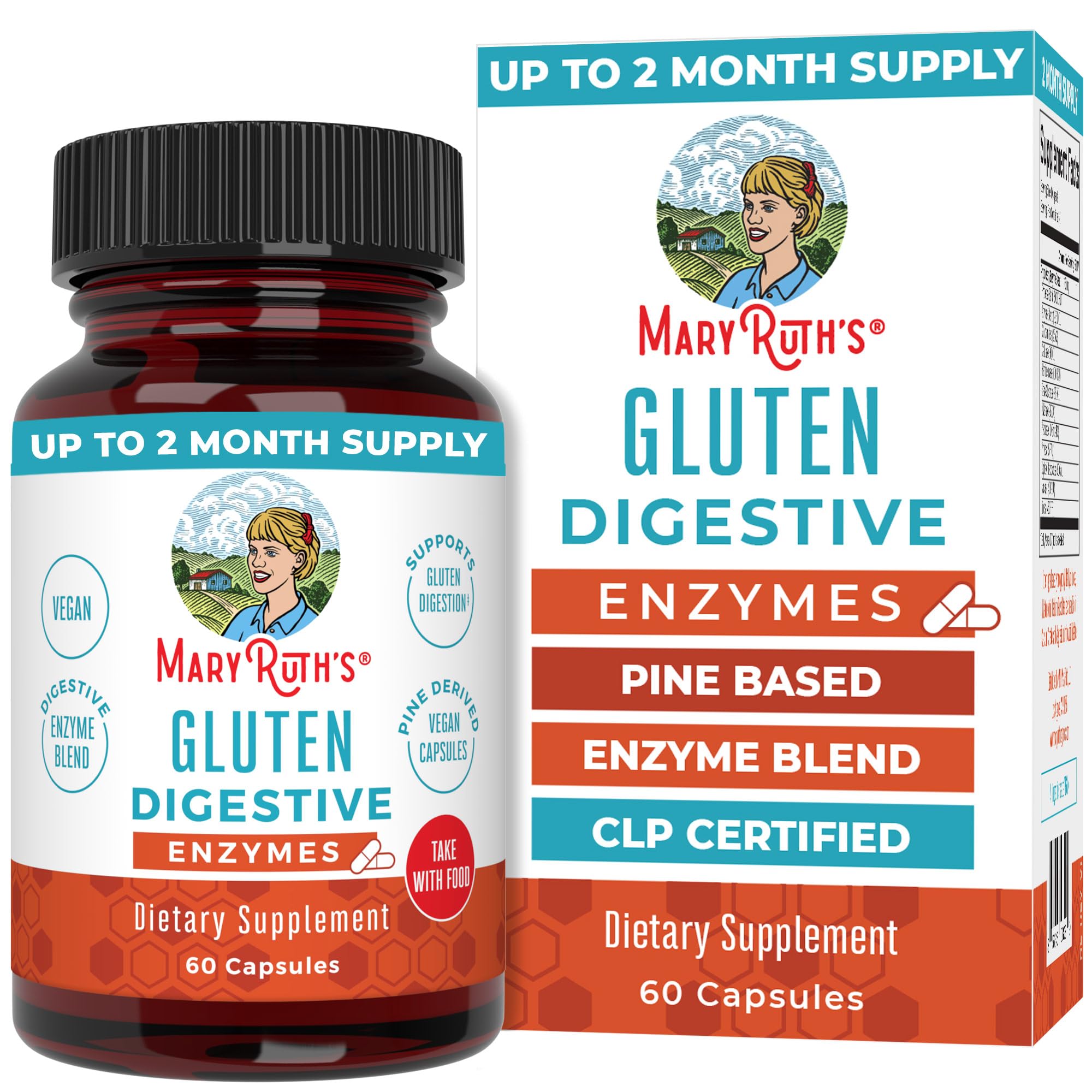 MaryRuth’s Gluten Digestive Enzymes | Up to 2 Month Supply | Proprietary Enzyme Blend | Vegan Pine-Based Capsules | Non-GMO | 60 Count MARYRUTH'S uk supplements