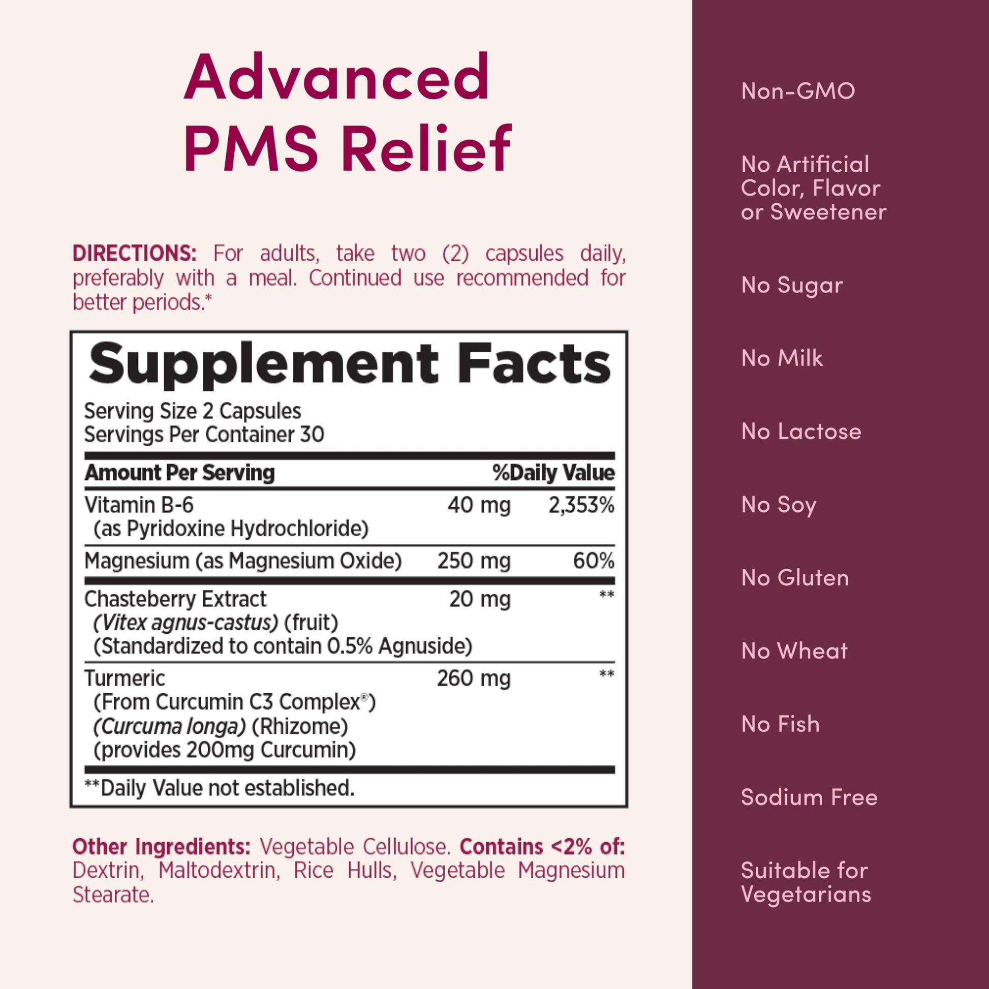Nature’s Bounty Optimal Solutions Advanced PMS Relief for Menstrual Cycle Support, PMS Support Supplement for Women, Bloating Relief – Chasteberry, Hormone-Free, 60 Vegetarian Capsules Nature's Bounty uk supplements