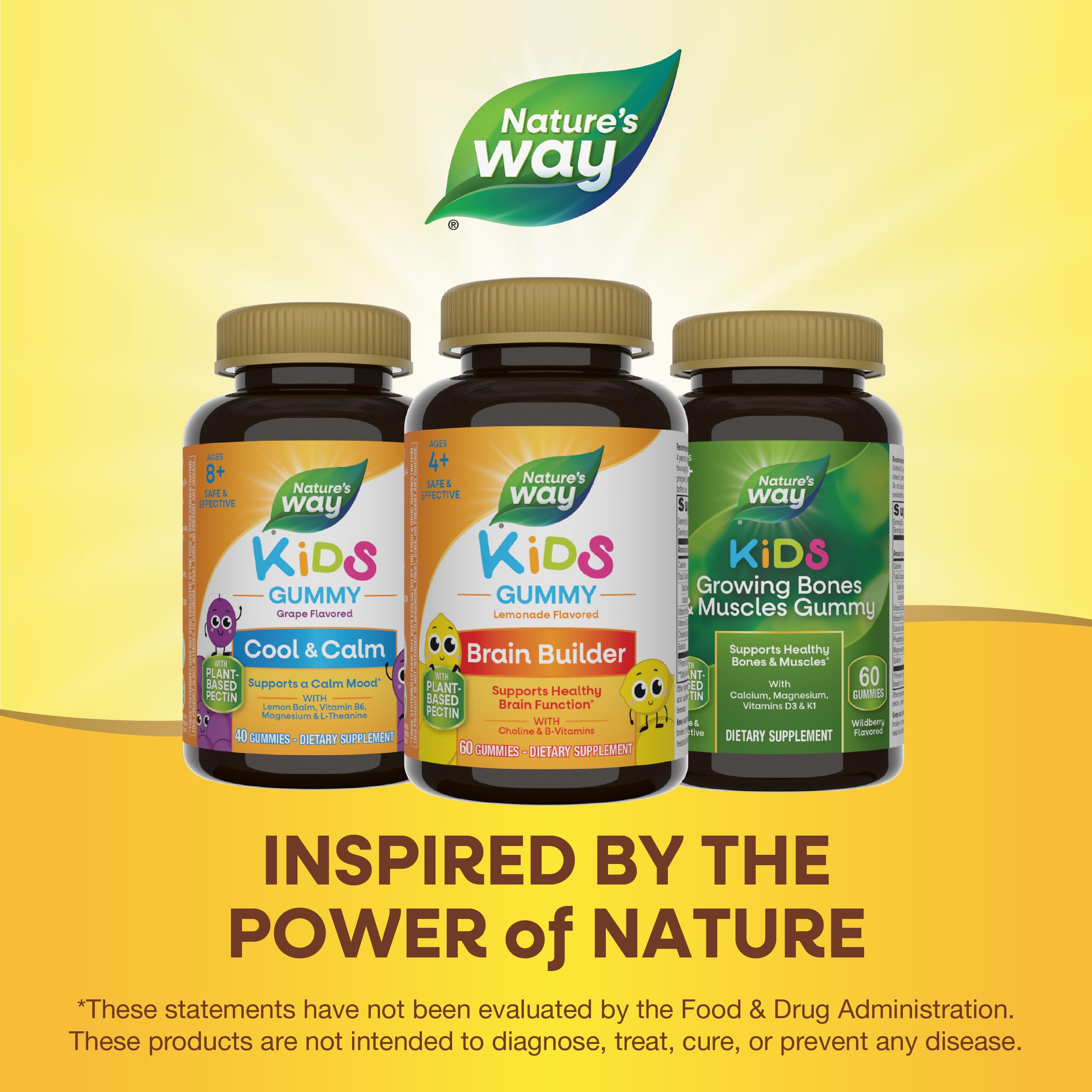 Nature's Way Kids Brain Supplement Gummies, Supports Healthy Brain Function*, Lemonade Flavored, 60 Gummies Nature's Way uk supplements