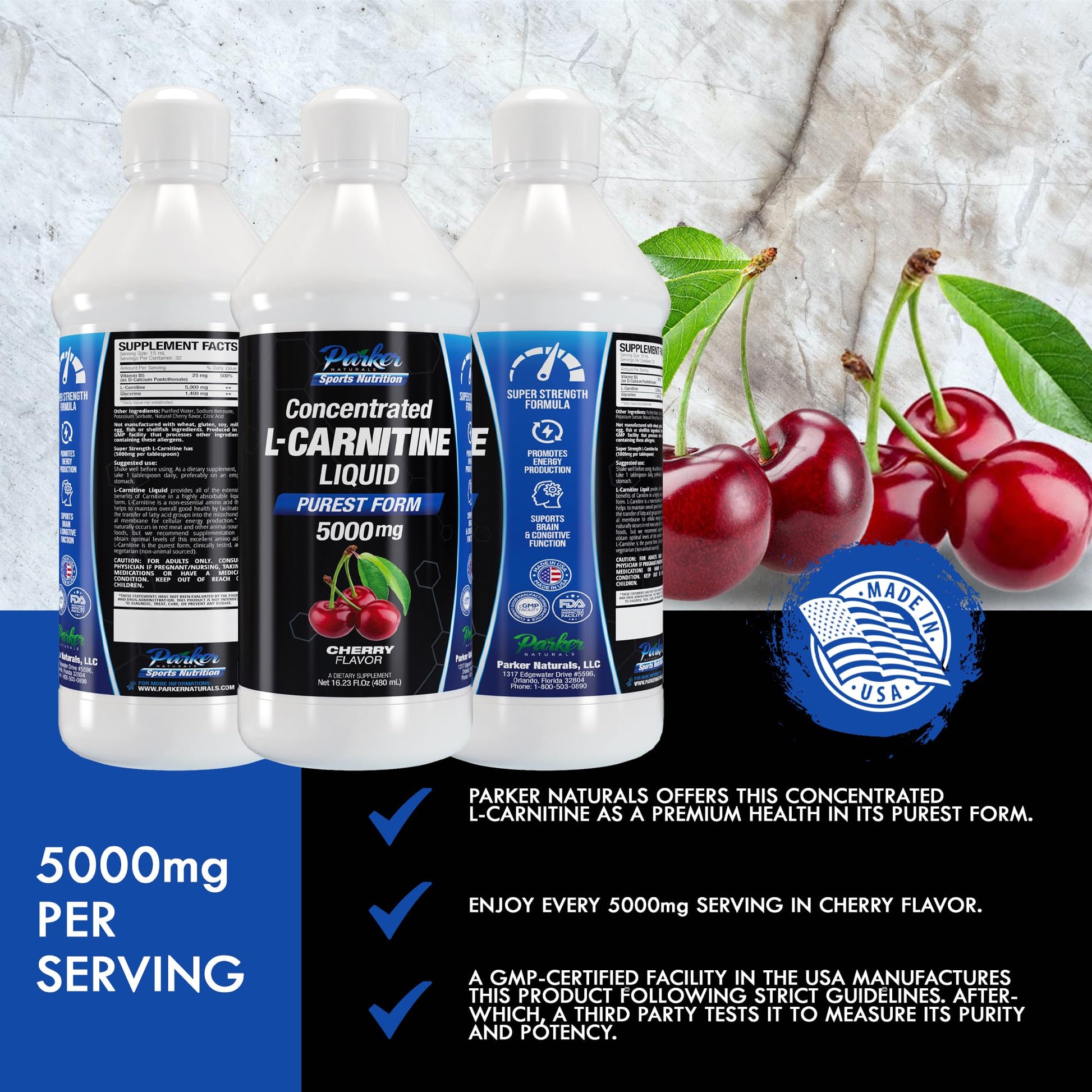 Parker Naturals L-Carnitine 5000 Mg Premium Dietary Supplement Liquid - 16 Oz All Natural Parker Naturals uk supplements