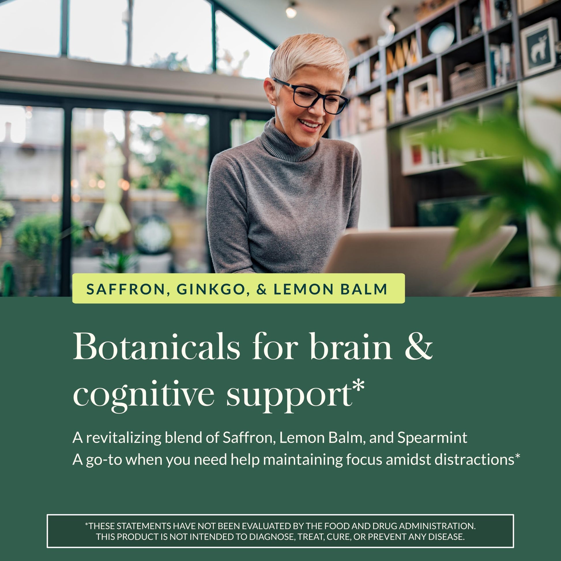 Gaia Herbs Nootropic Focus - Brain & Cognitive Support Supplement to Help Maintain Healthy Concentration* - with Saffron, Lemon Balm & Spearmint - 40 Liquid Phyto-Capsules (20 Servings) Gaia Herbs uk supplements