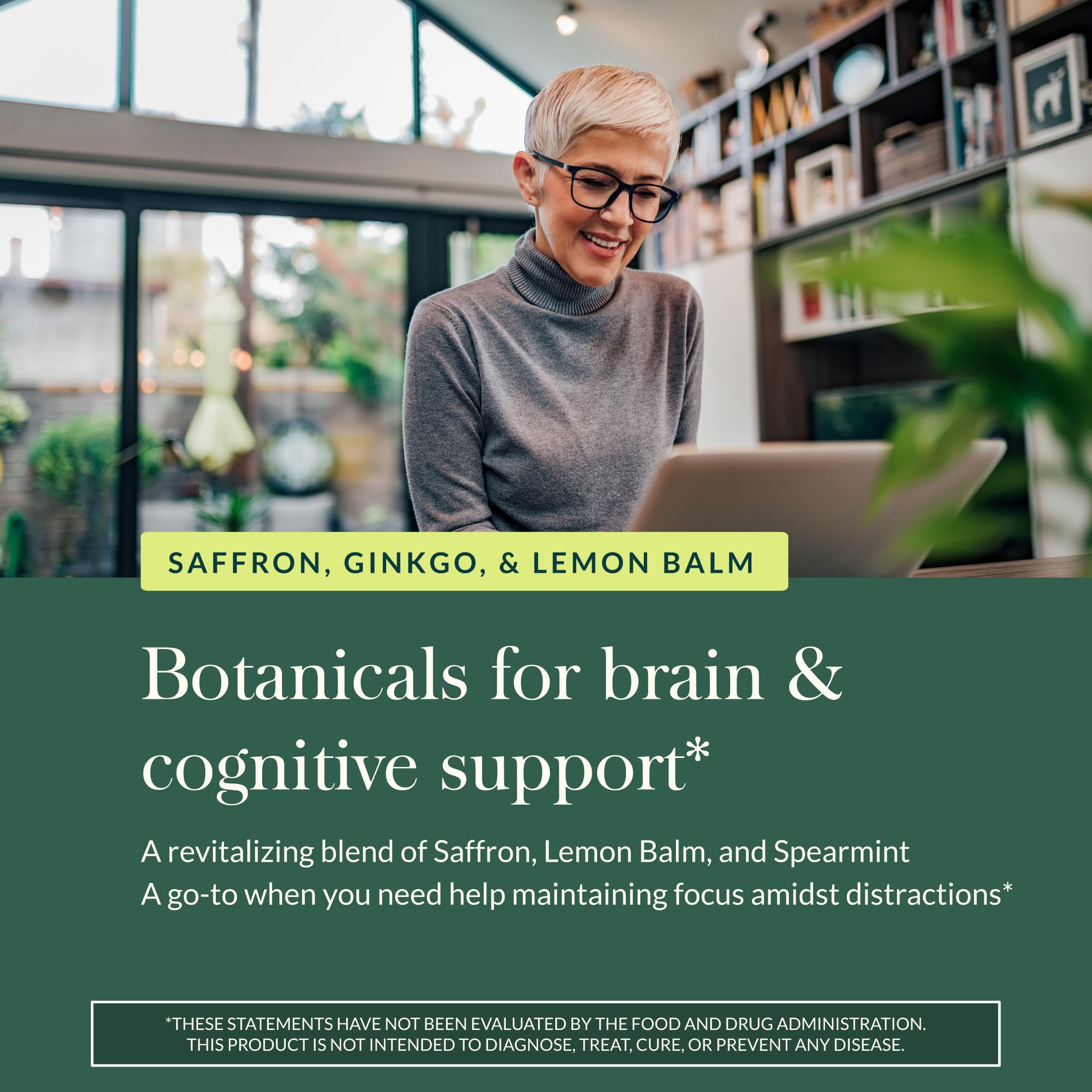 Gaia Herbs Nootropic Focus - Brain & Cognitive Support Supplement to Help Maintain Healthy Concentration* - with Saffron, Lemon Balm & Spearmint - 40 Liquid Phyto-Capsules (20 Servings) Gaia Herbs uk supplements