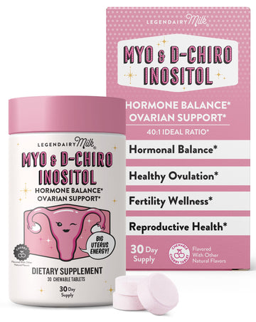 Legendairy Milk Myo-Inositol & D-Chiro Inositol Supplement for Women, 40:1 Ratio, PCOS & Fertility Support, Hormone Balance, Sugar Free Vegan Chewable Tablets, Cherry Flavor, 30 Day Supply Legendairy Milk uk supplements