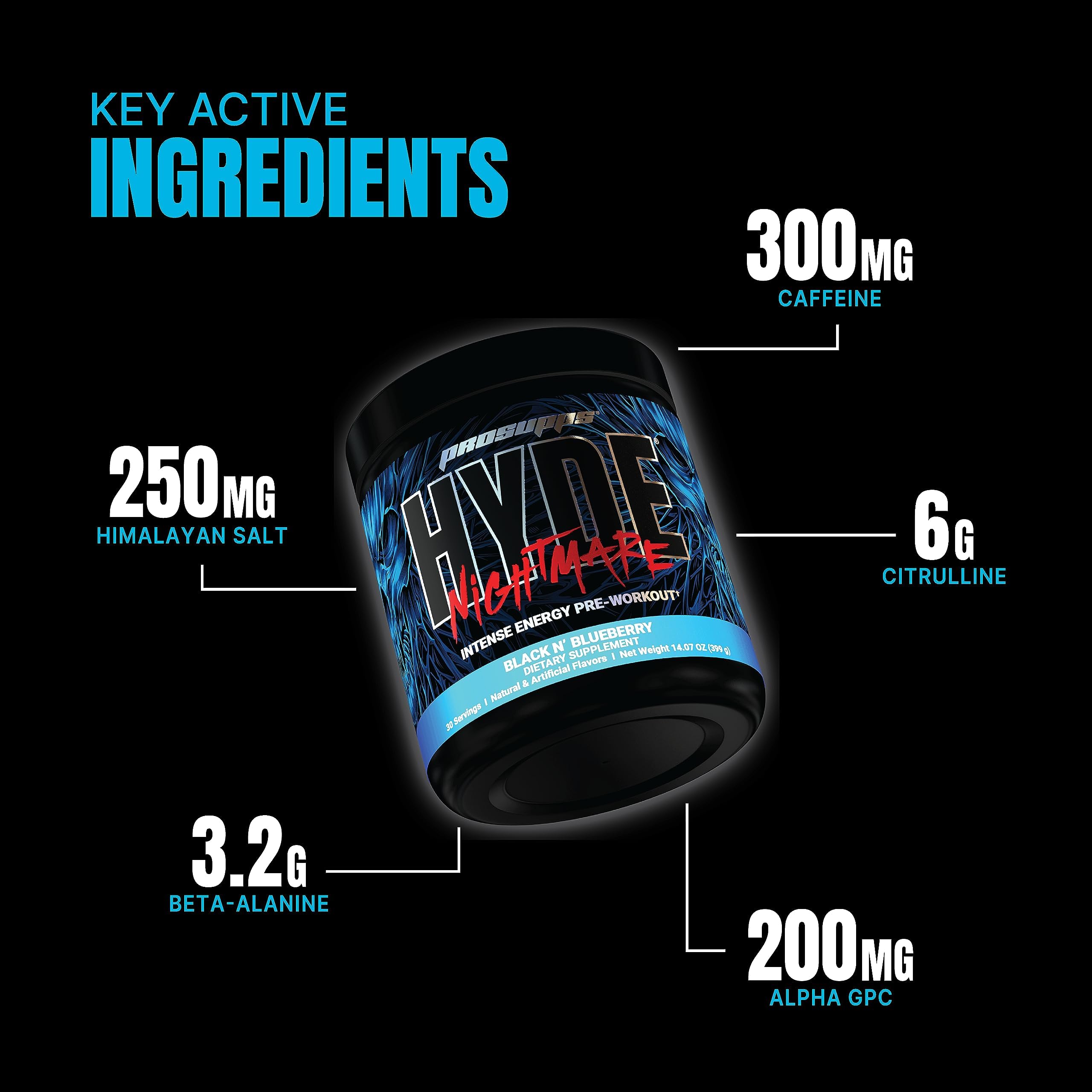 PROSUPPS Hyde Nightmare Pre-Workout Powder Energy Drink - Intense Energy, Mental PROSUPPS uk supplements