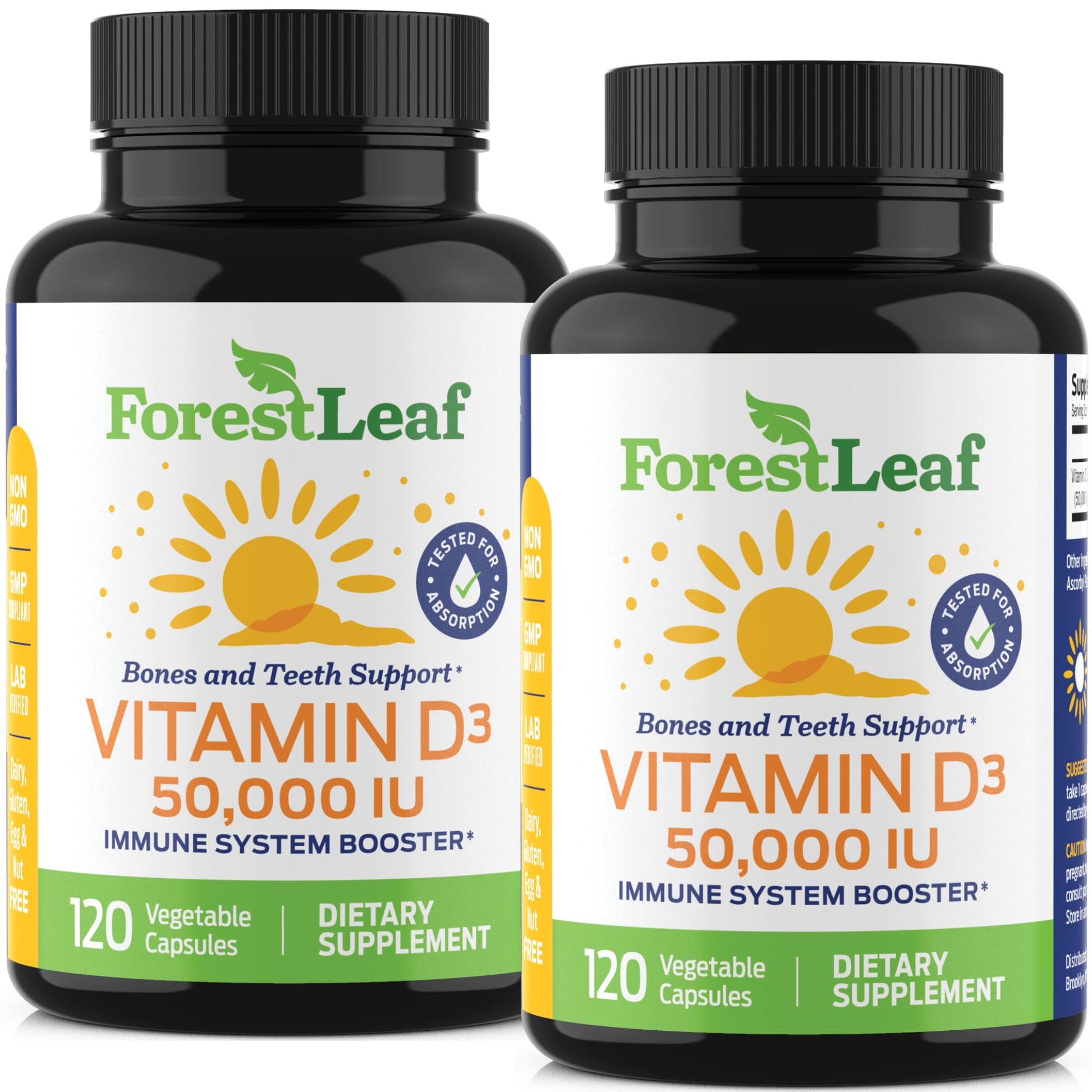 ForestLeaf - Vitamin D3 IU Weekly Supplement - (50,000 IU - 120 Count - 2 Pack) ForestLeaf uk supplements