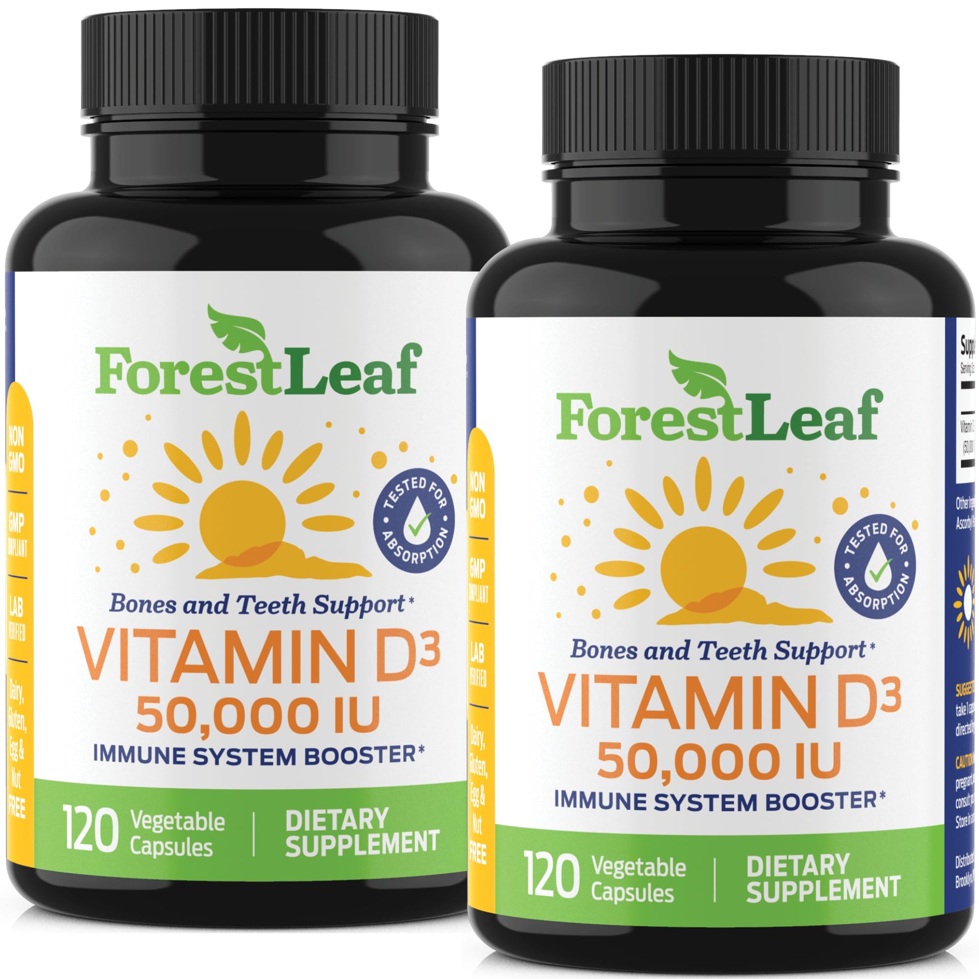 ForestLeaf - Vitamin D3 IU Weekly Supplement - (50,000 IU - 120 Count - 2 Pack) ForestLeaf uk supplements